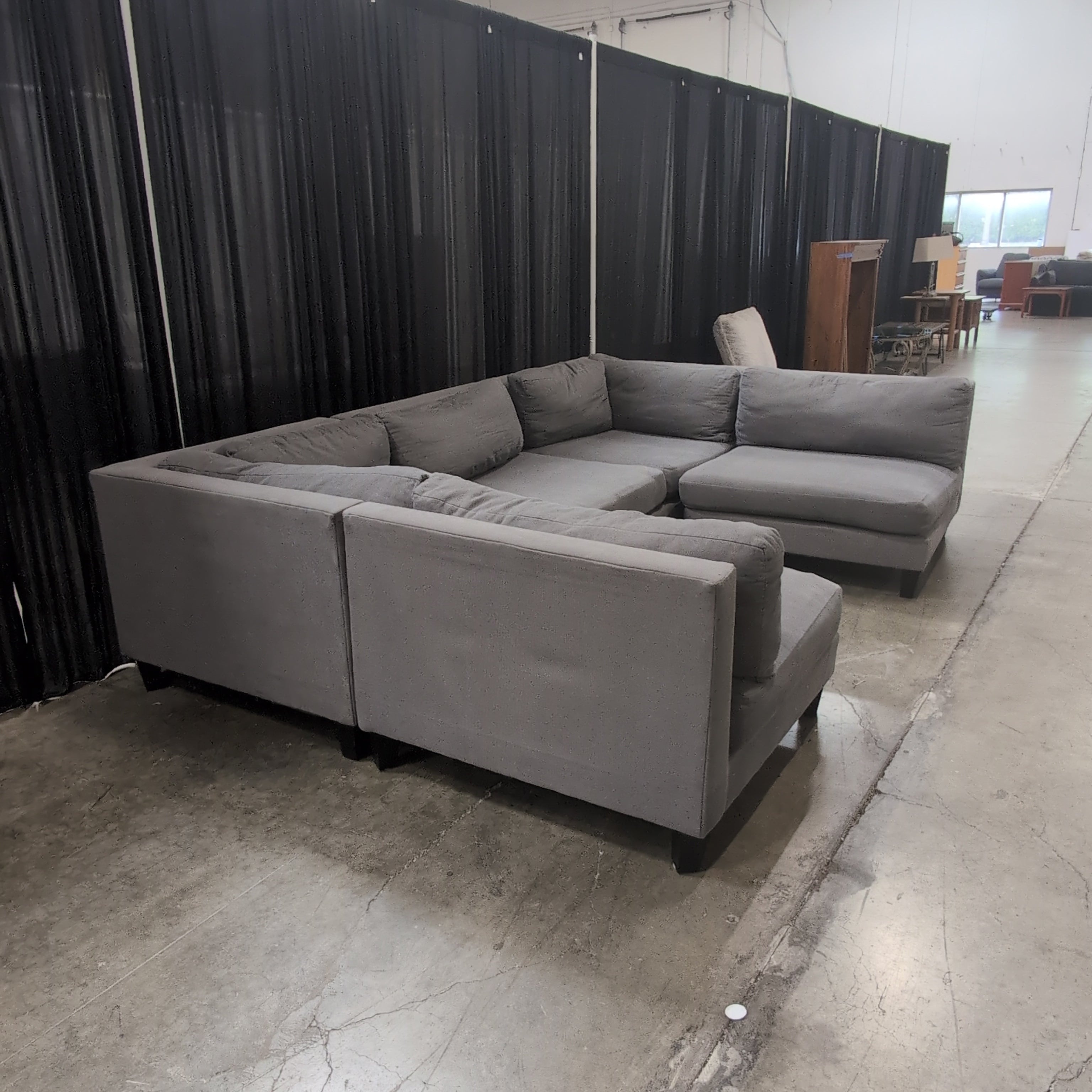Grey Fabric L-Shaped Sectional Couch