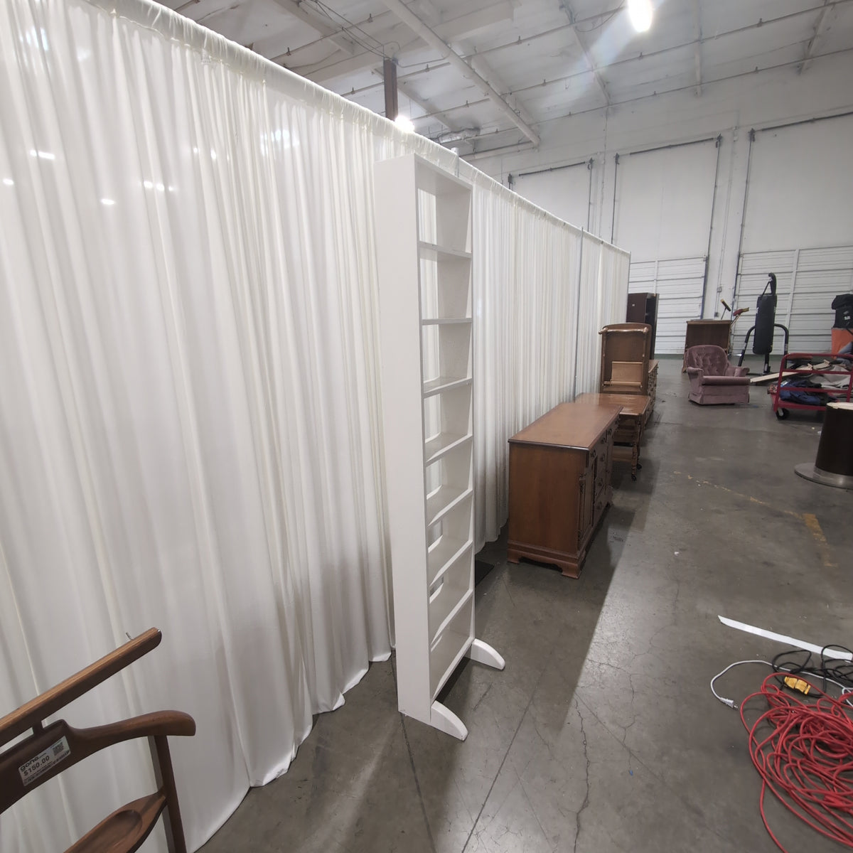 White Open Ladder-Style Bookcase with Multiple Shelves