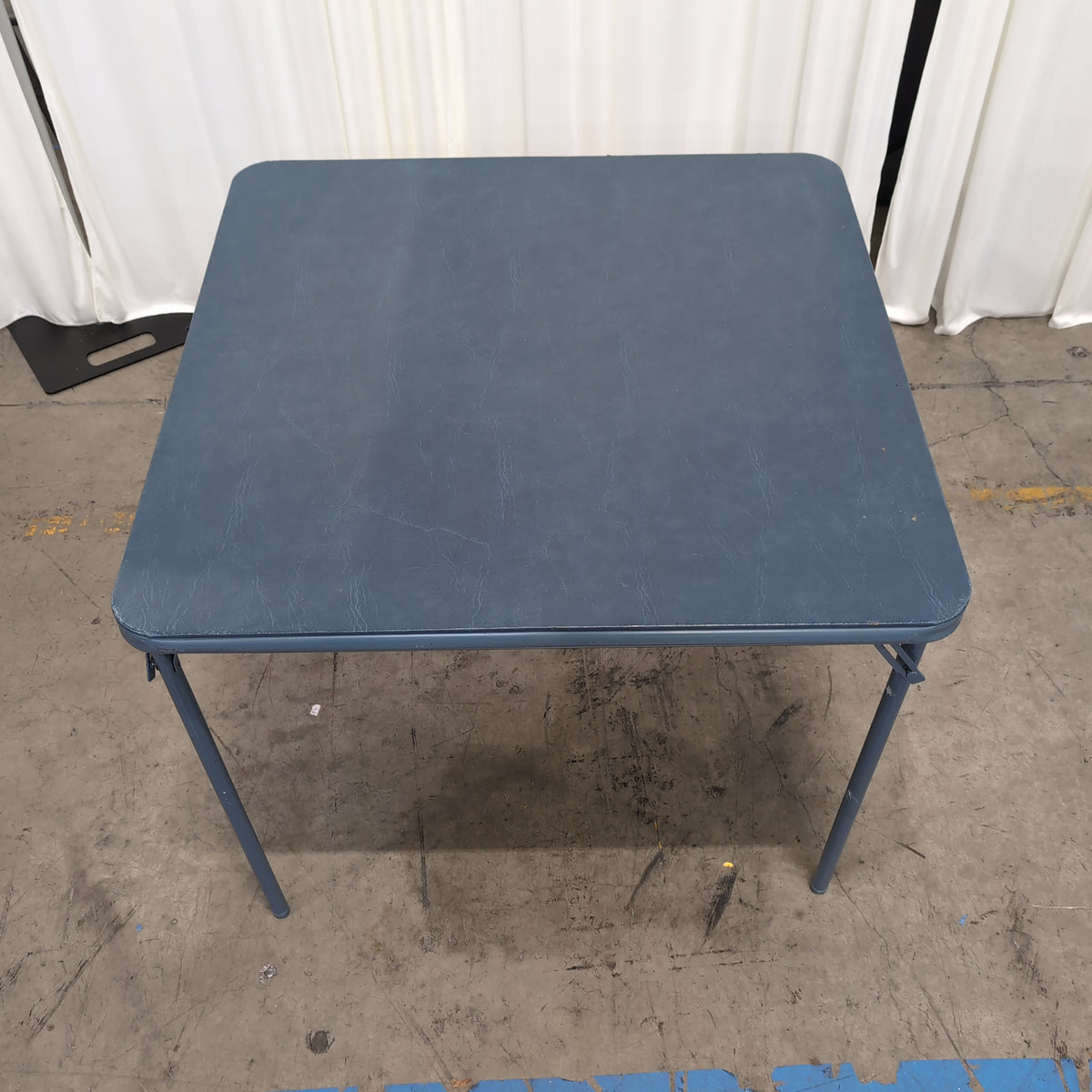 Rectangular Dark Blue Folding Table with Vinyl Top