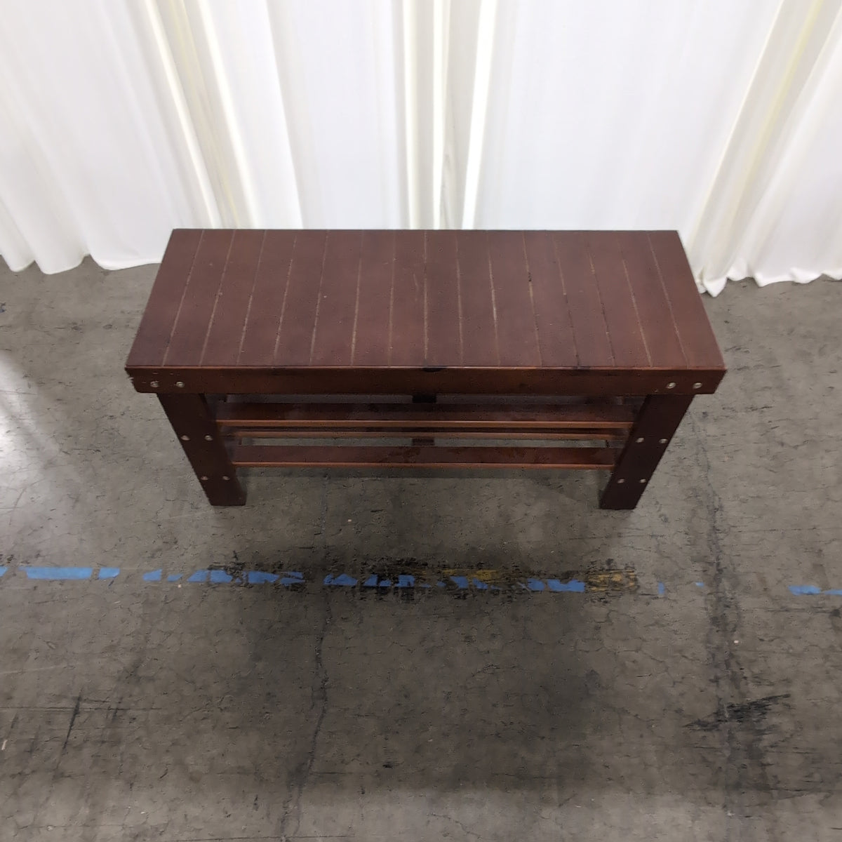 Brown Slat Top Wood Bench