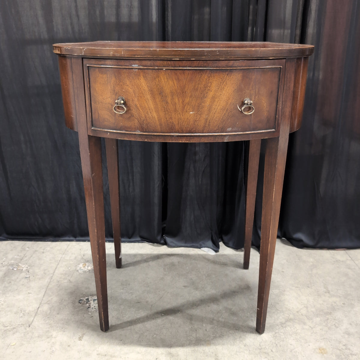 Cherry Finish Half-Round Nightstand with Single Drawer