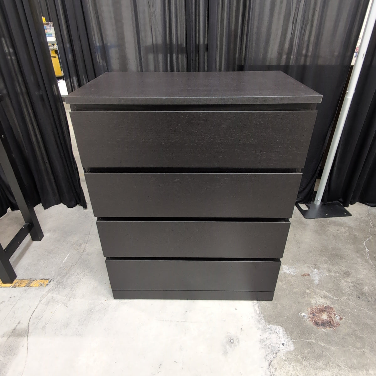 Dark Brown Four-Drawer Dresser in Wood-Look Laminate