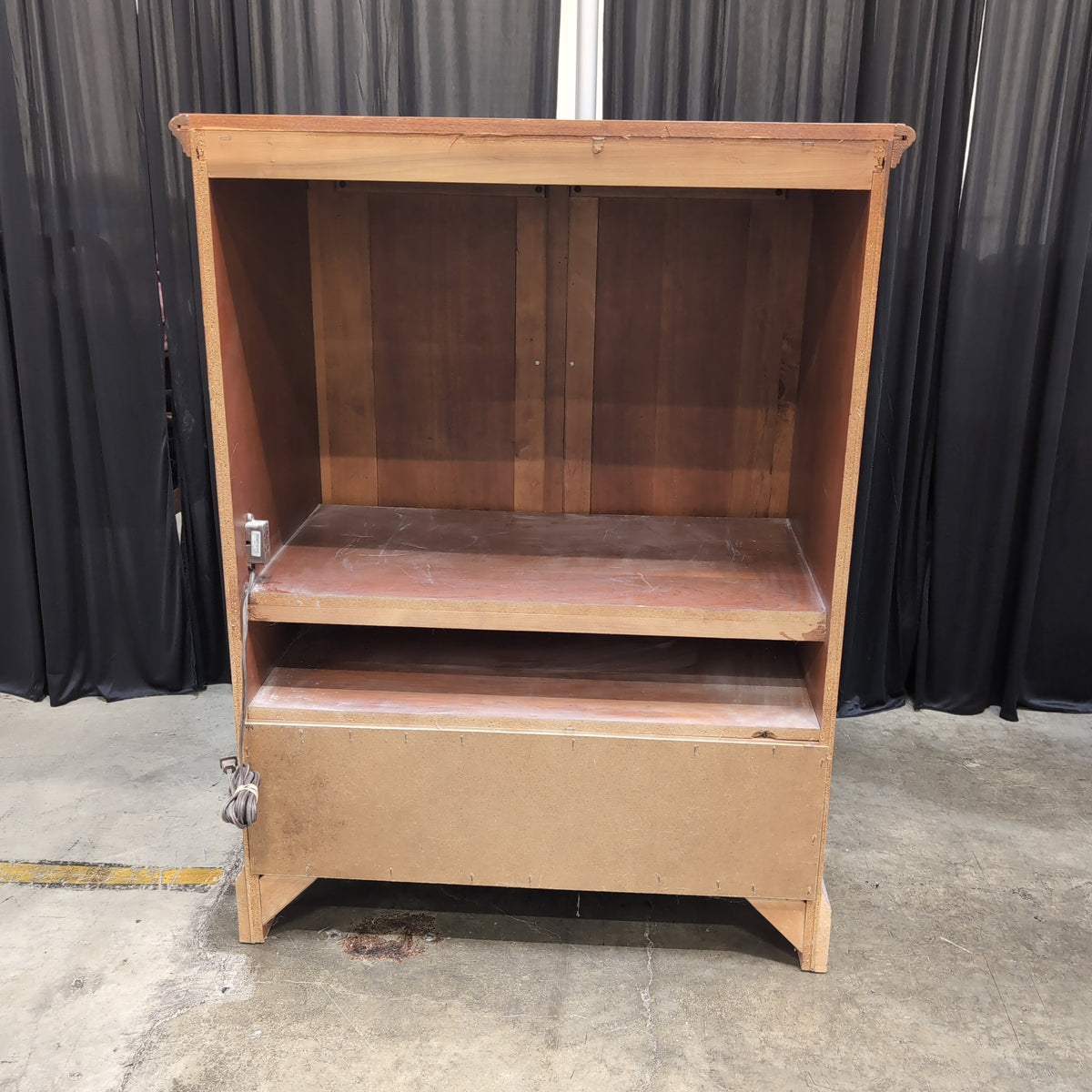 Cherry Finish Wood TV Stand with Cabinet Doors