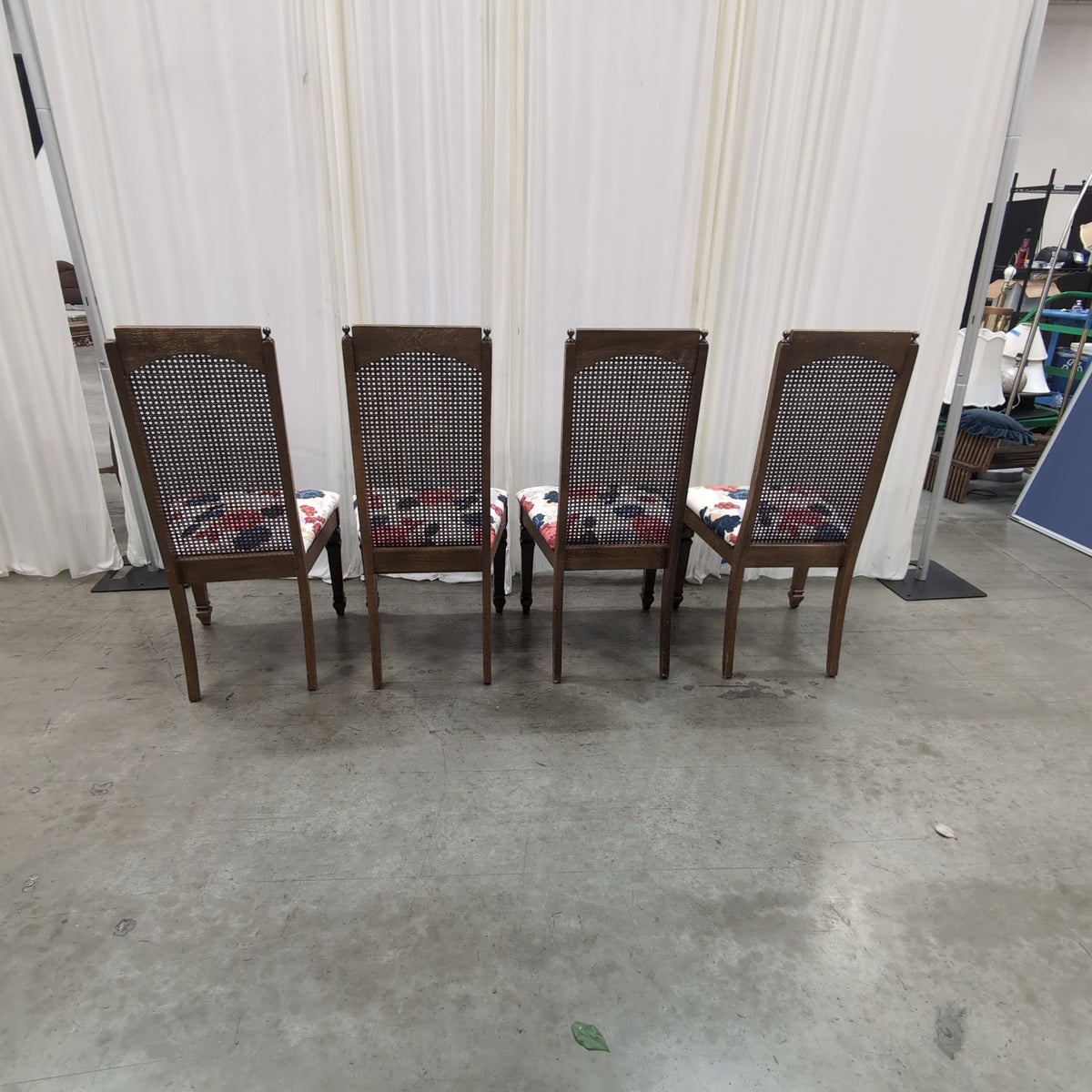French Provincial Style Wood Dining Chair with Floral Upholstery