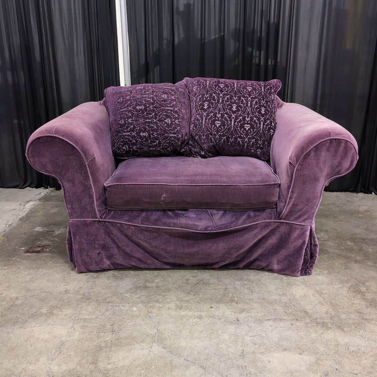 Plush Mauve Rolled Arm Armchair in Velvet