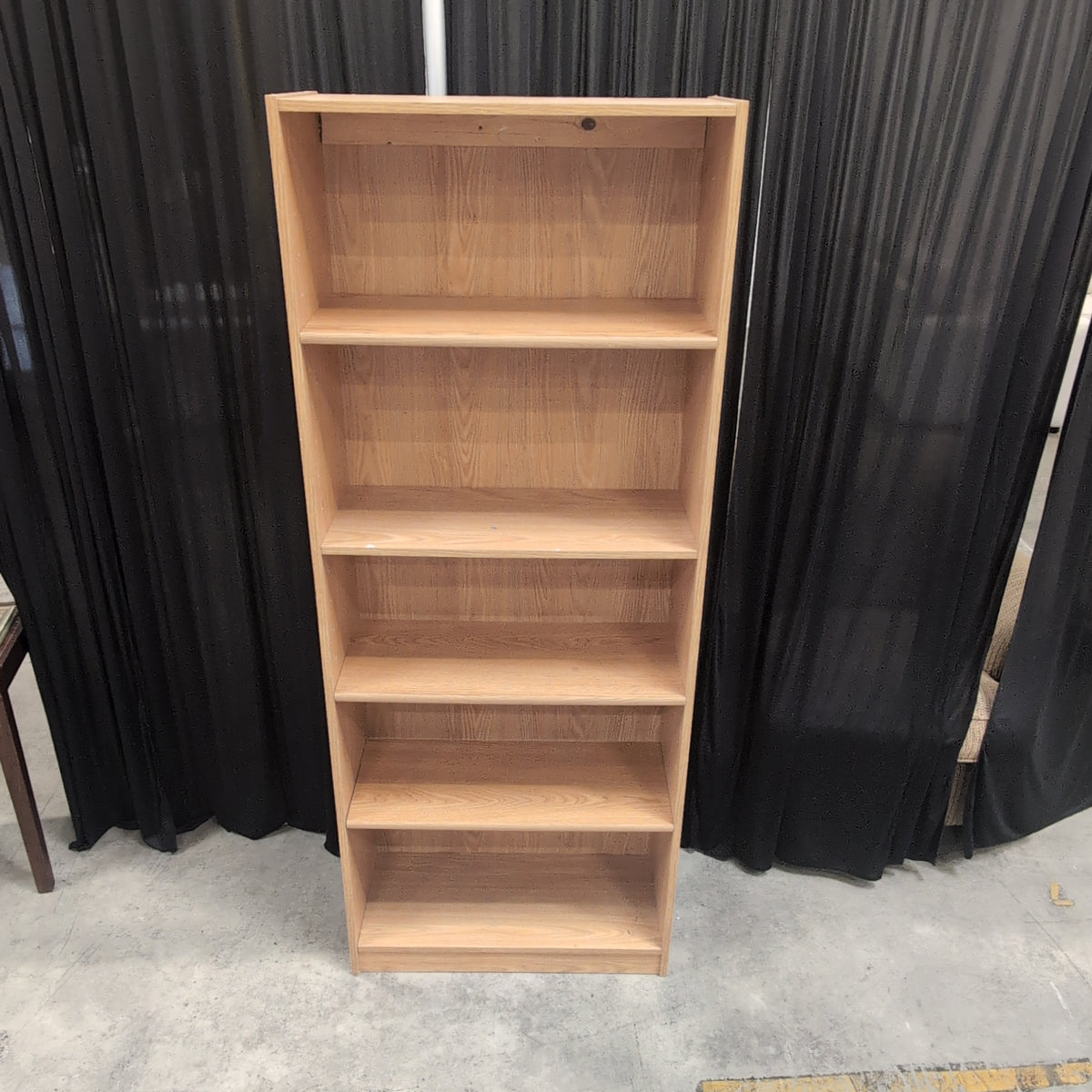 Natural Wood Five-Shelf Bookcase