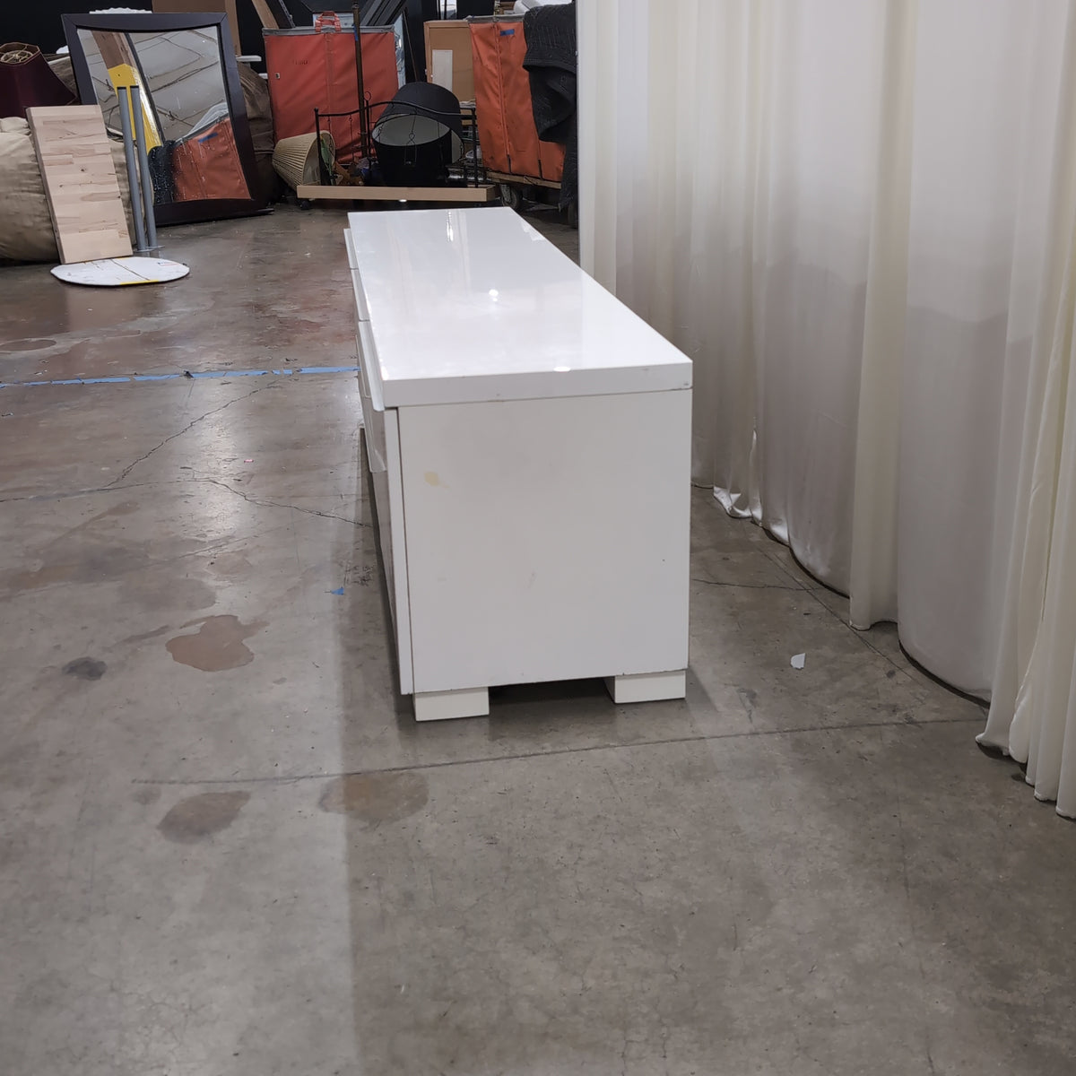 Sleek White Three-Drawer Buffet