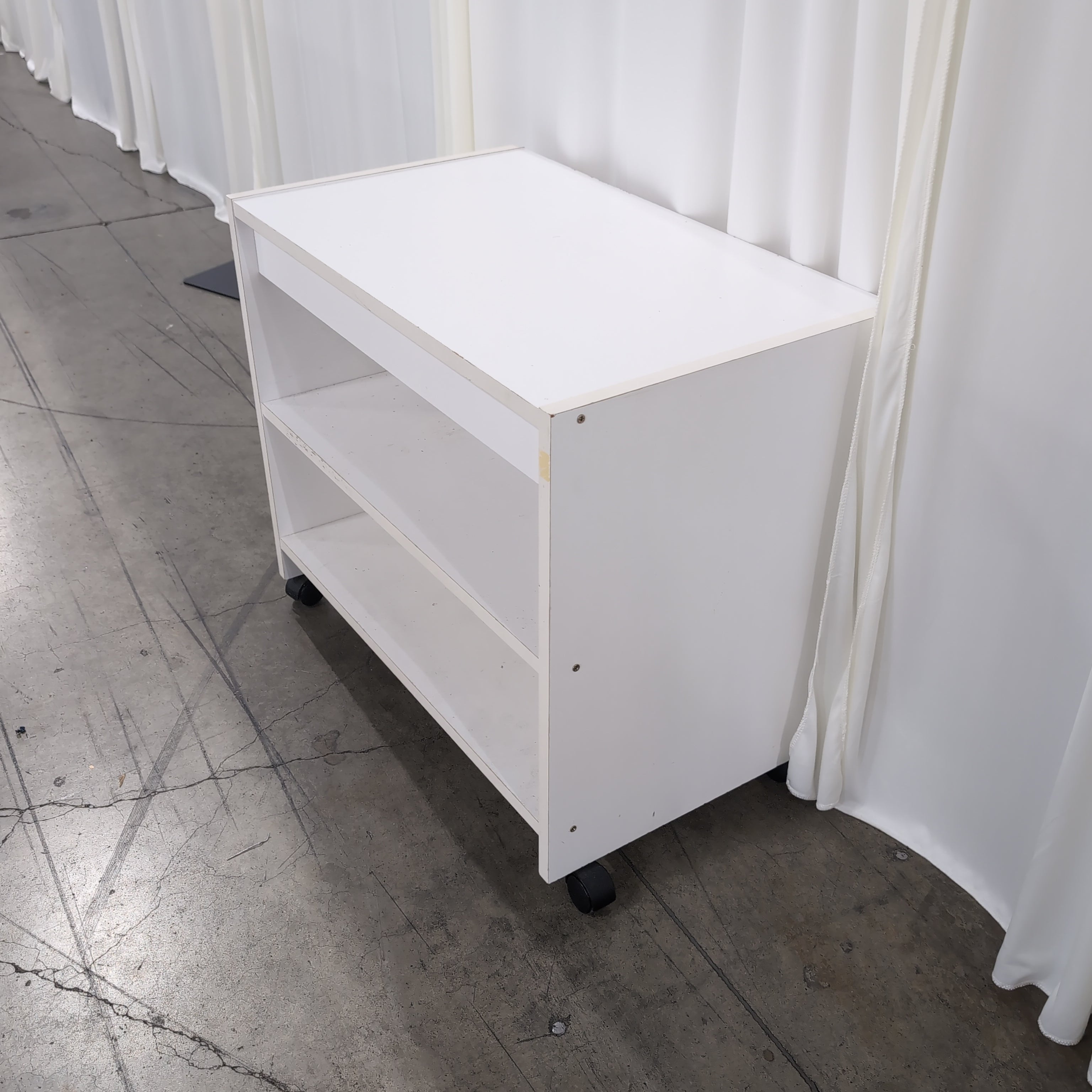 White Two-Shelf Utility Cart with Drawer