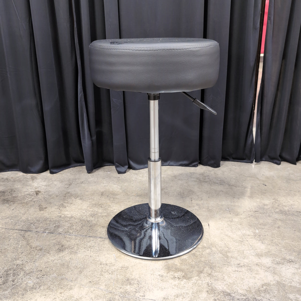 Modern Black Upholstered Adjustable Bar Stool with Chrome Base
