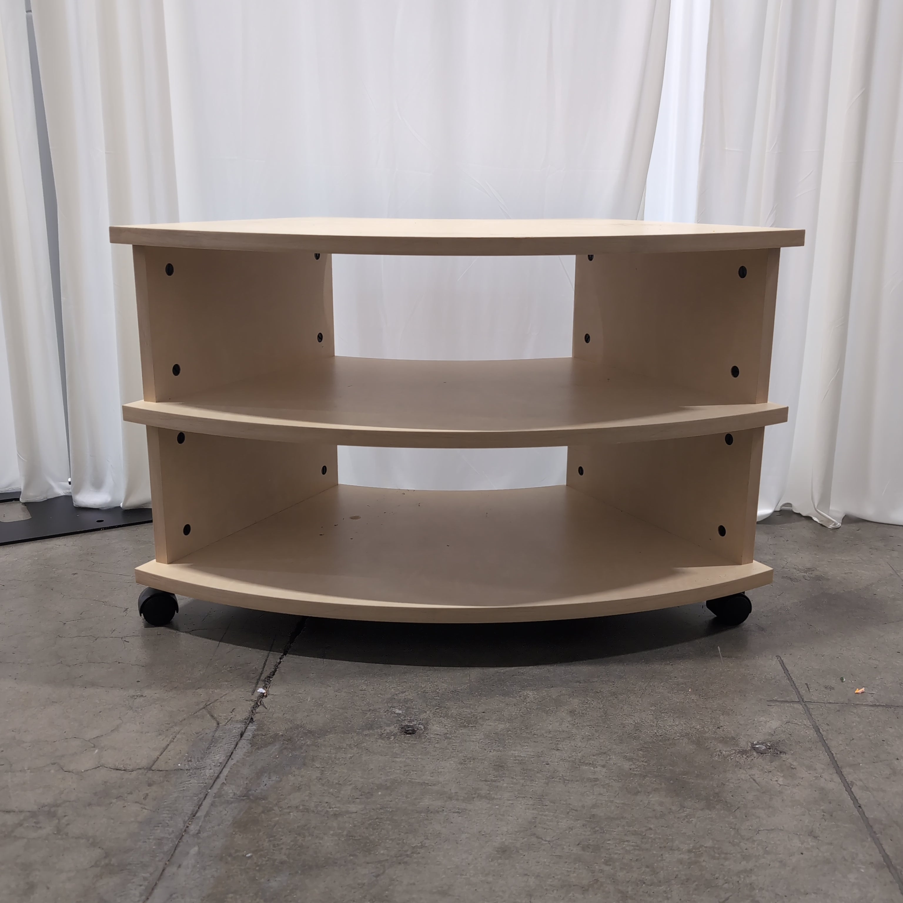 Three-Tier Curved Light Wood Bookcase