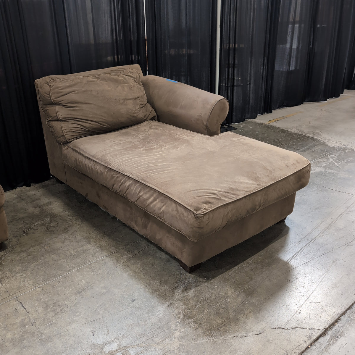 Tan Microfiber Chaise with One Arm