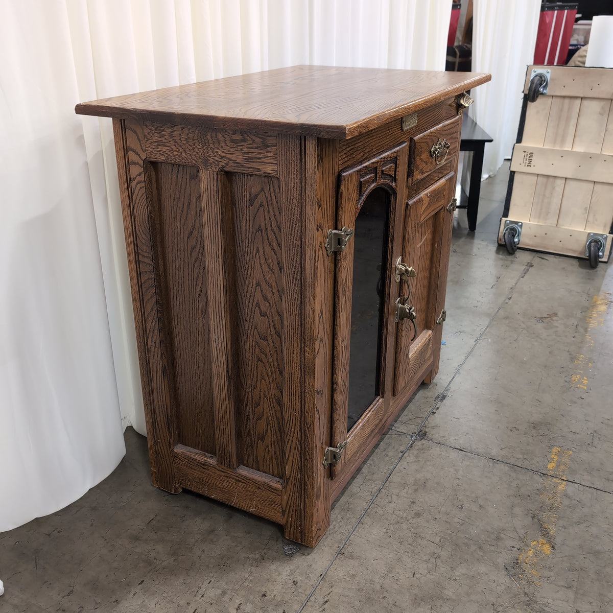WHITECLAD Oak Wood Storage Cabinet with Bottle Opener