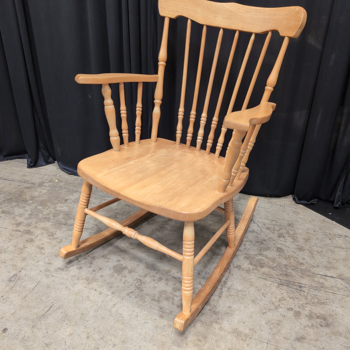 Natural Finish Spindle Back Rocking Chair