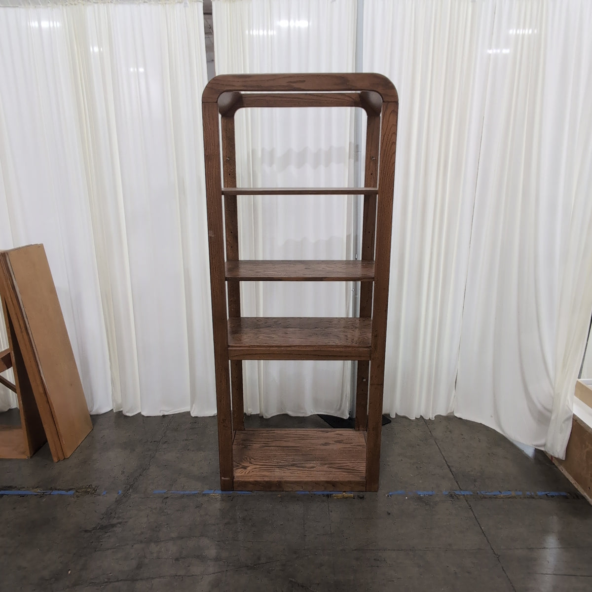 Rounded Top Wood Five-Shelf Bookcase