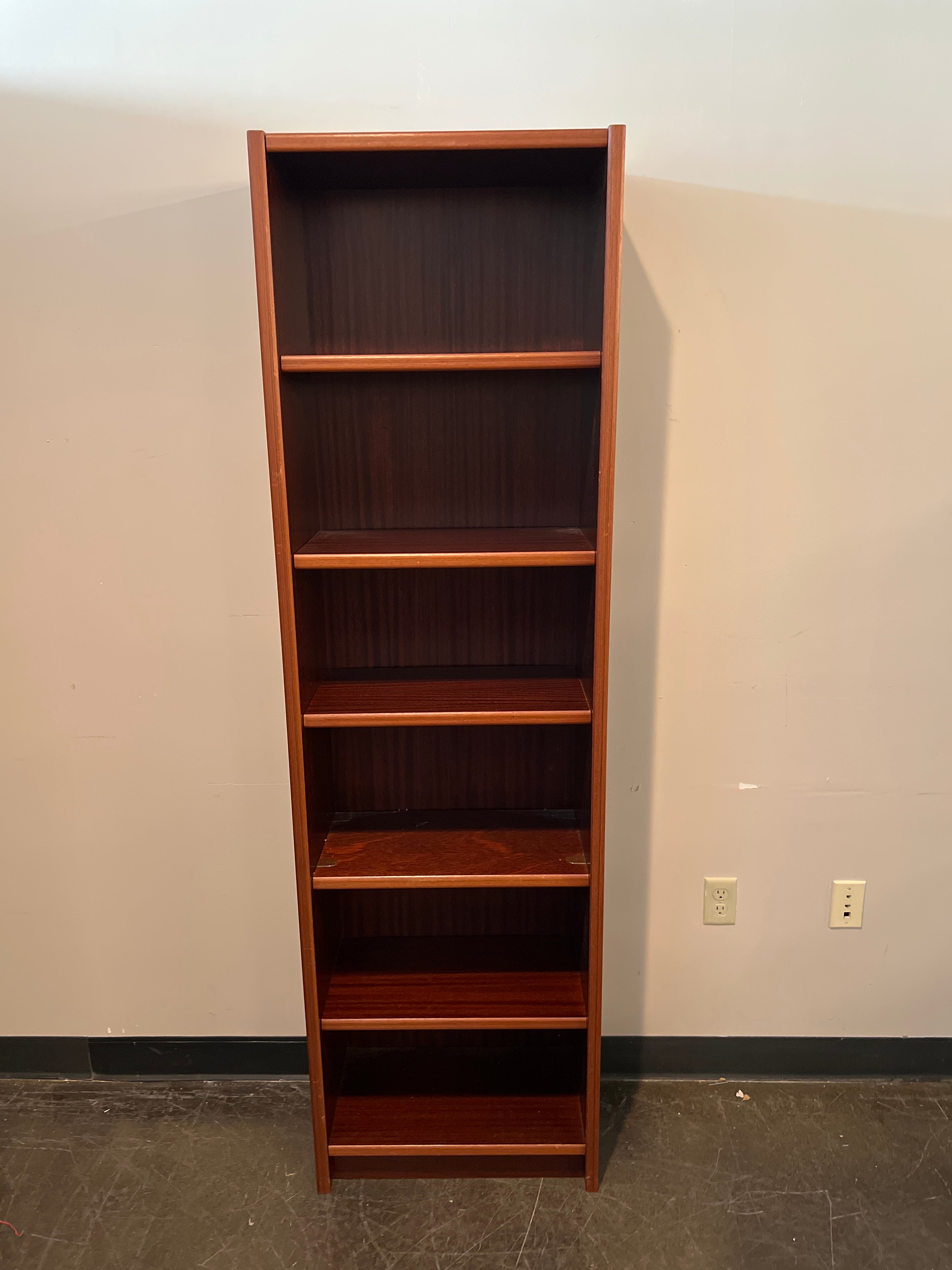 Rich-toned Wood Bookcase with Five Shelves