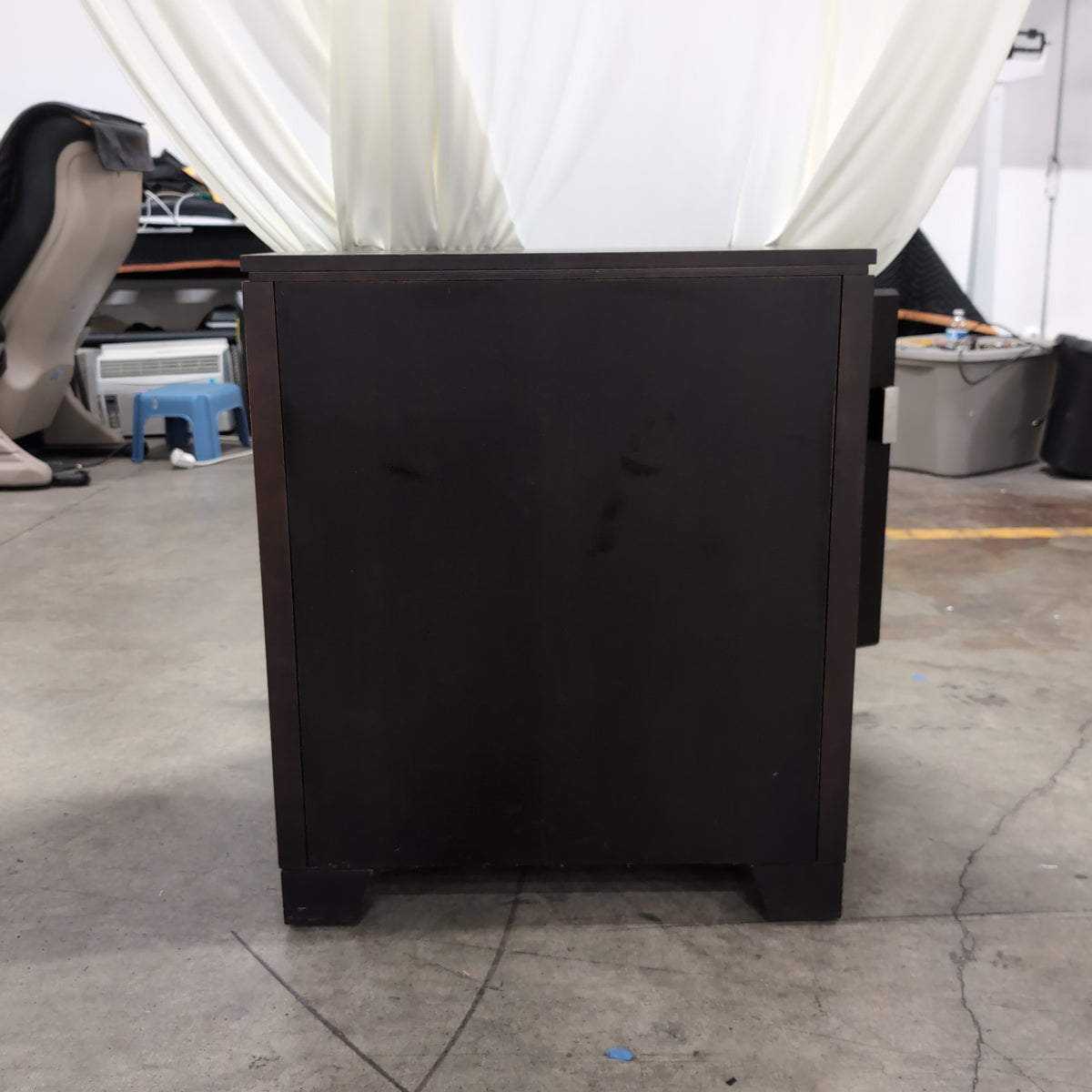 Dark Brown Single-Door Nightstand in Wood