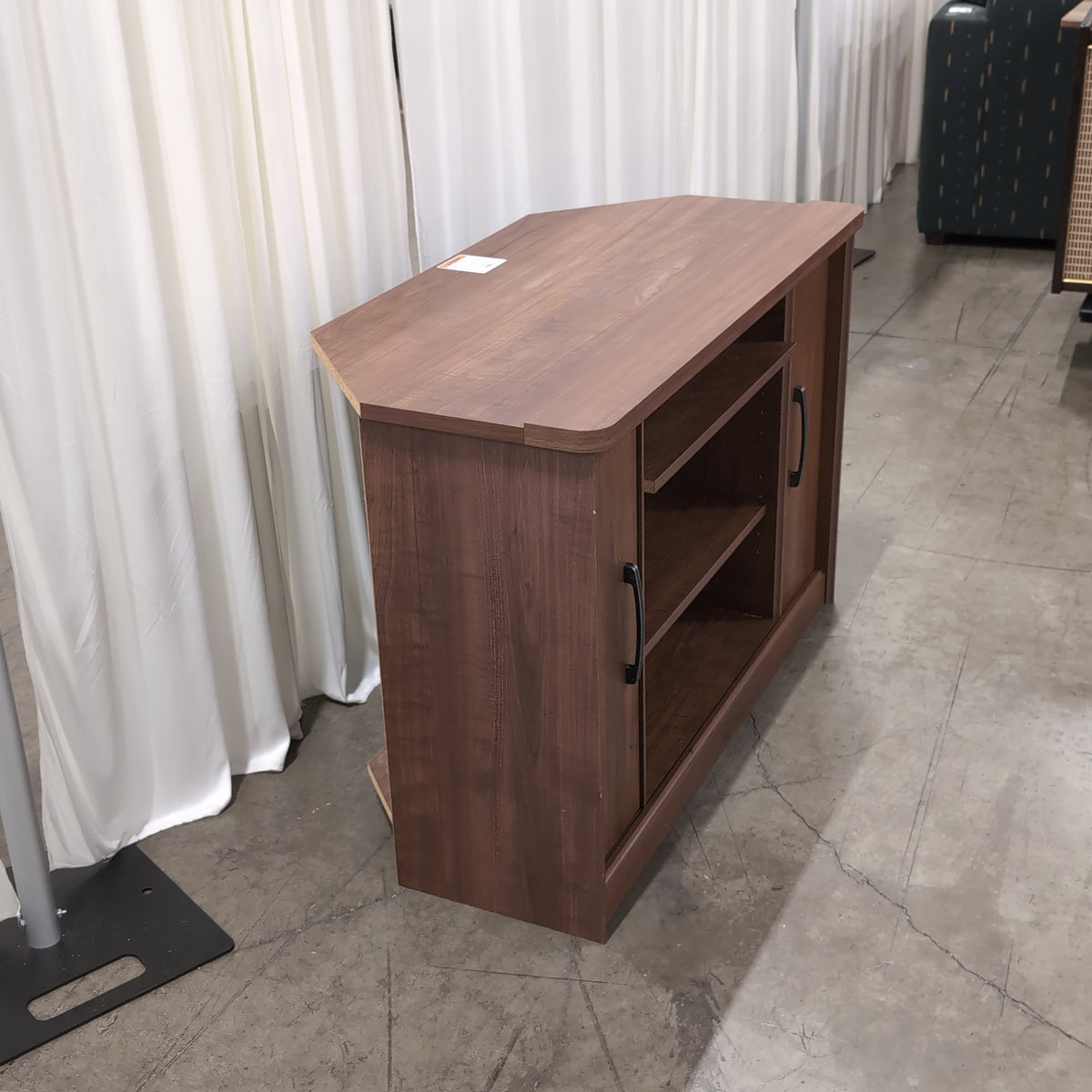 Warm Brown Wood TV Stand with Storage Doors