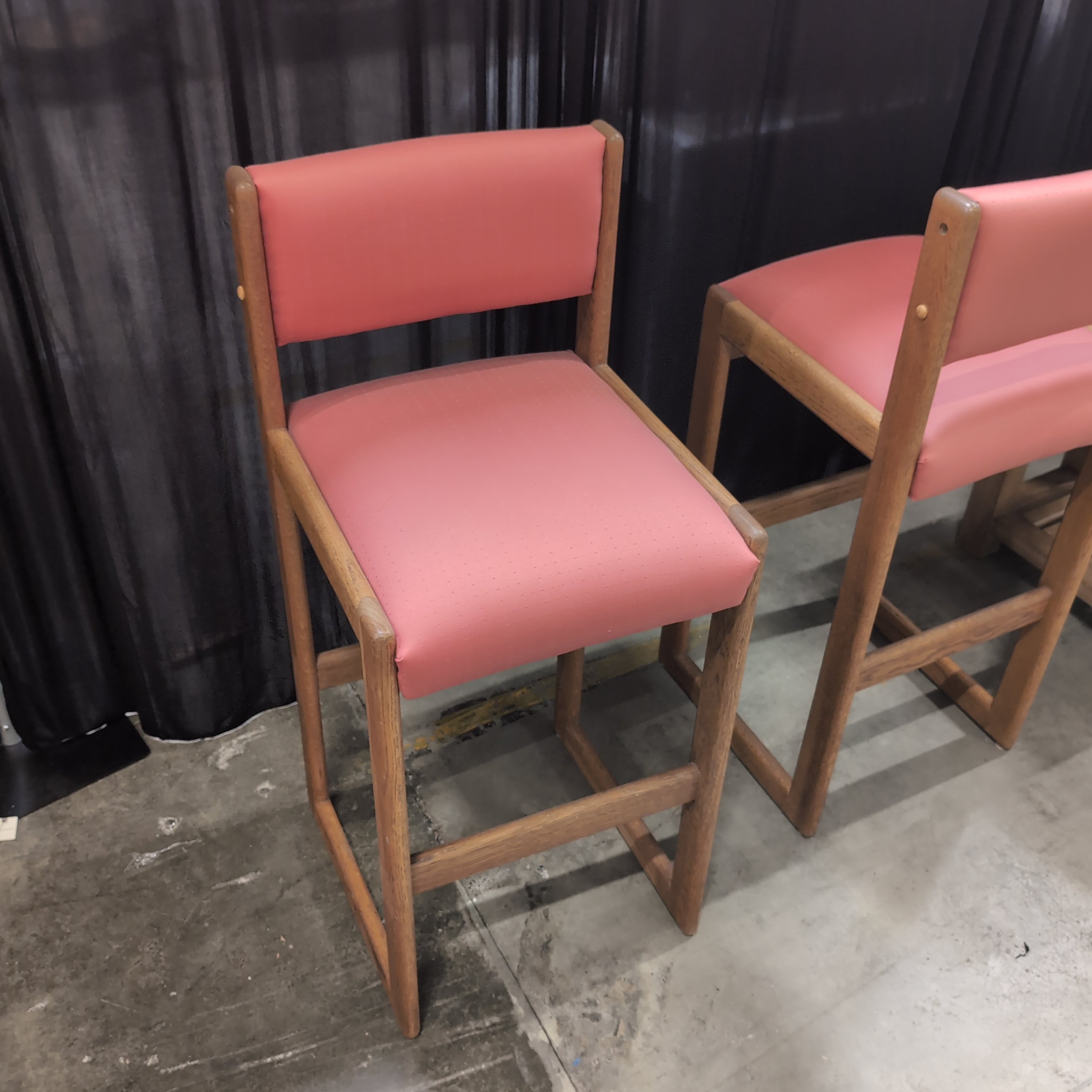 Mid-Century Style Pink Upholstered Bar Stools