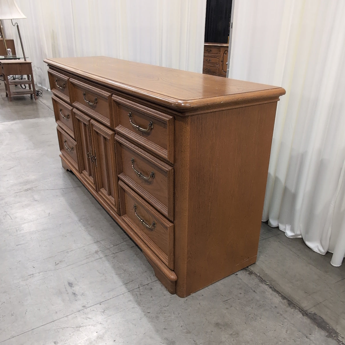 Traditional Wood Dresser with Center Cabinet Doors