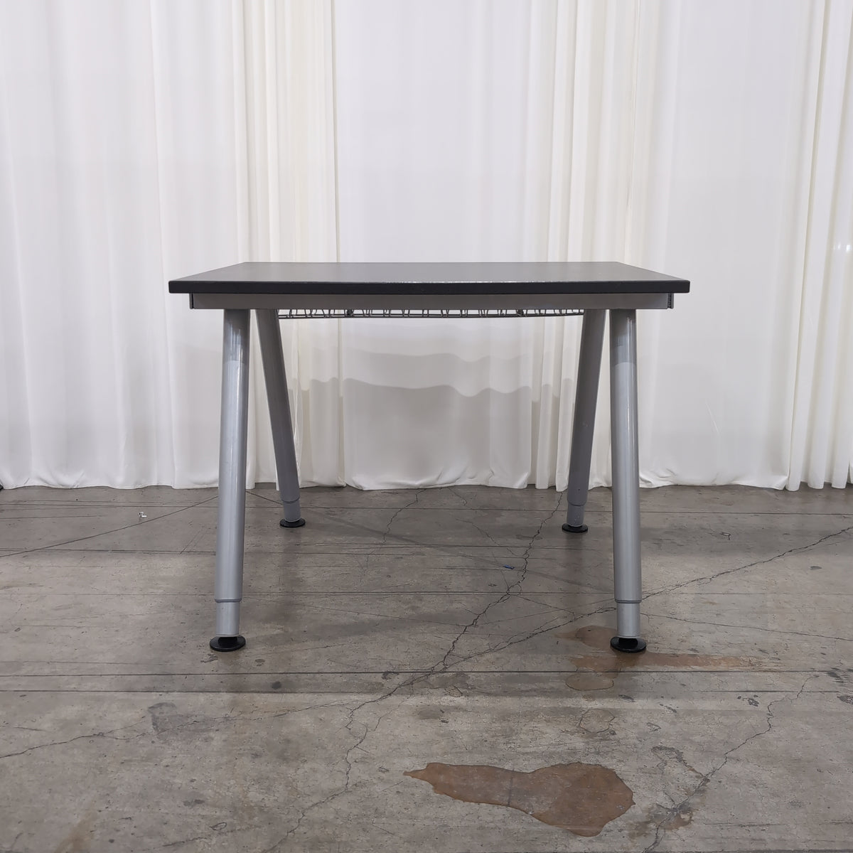 IKEA Minimalist Dark Top Desk with Metal Legs