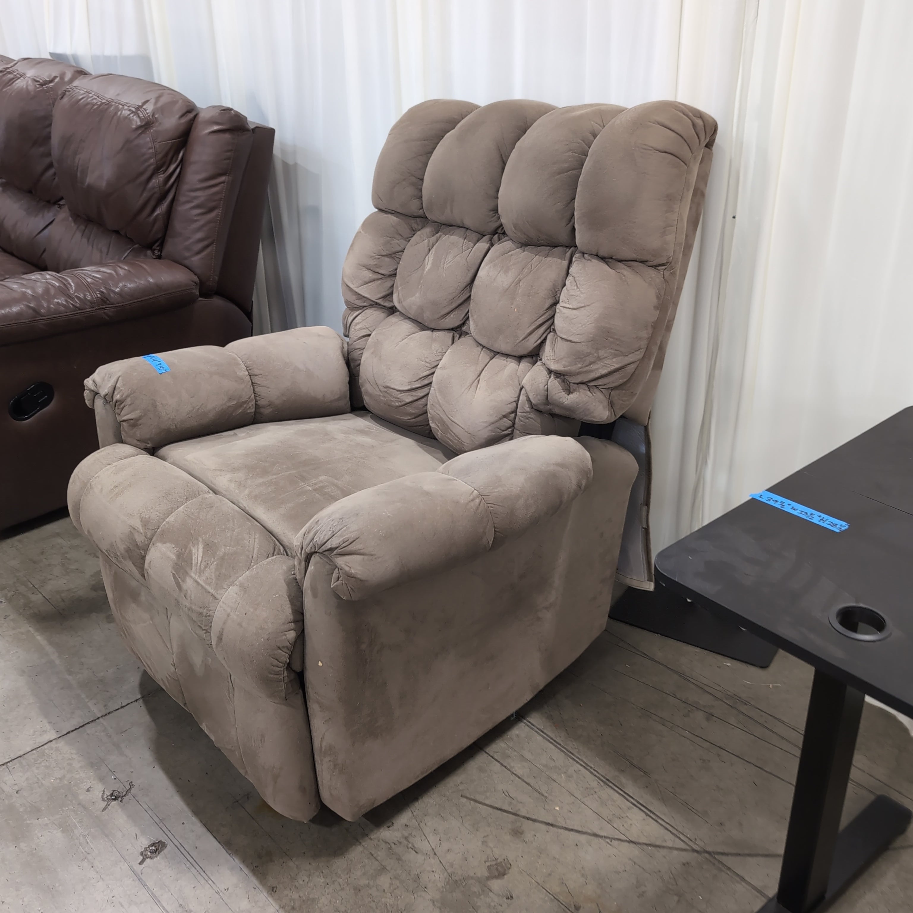 Plush Tan Upholstered Recliner