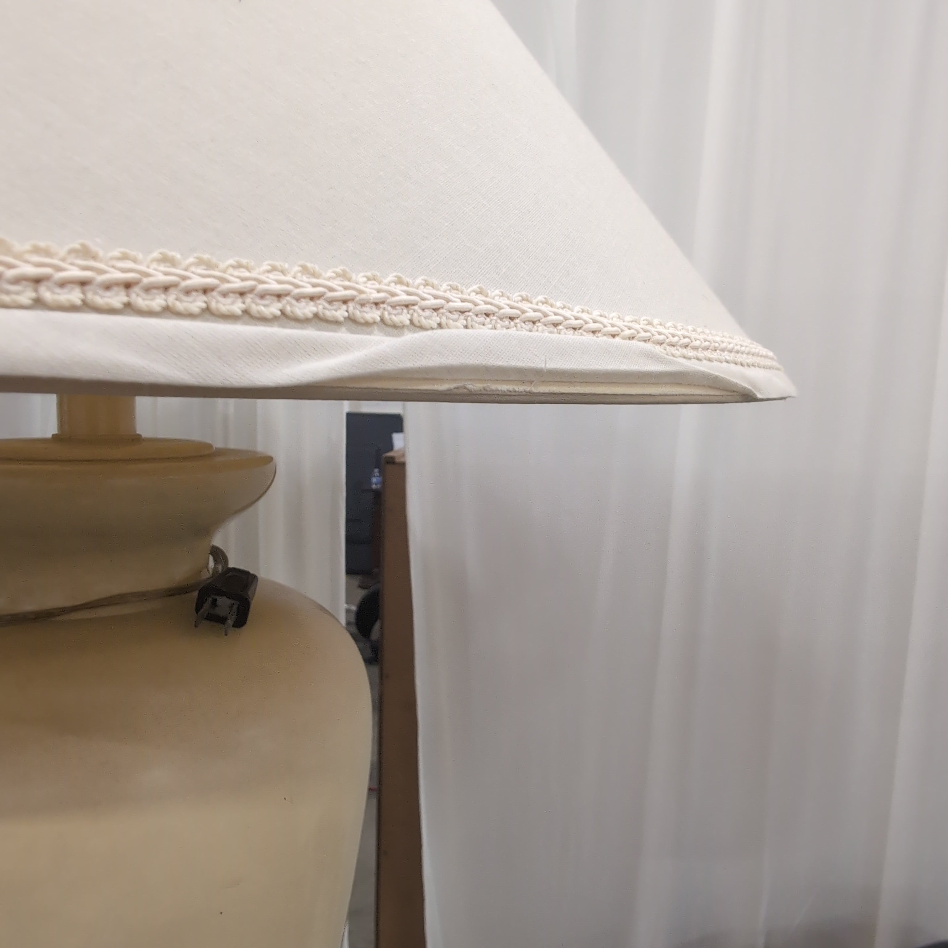 Tall Cream Glazed Ceramic Floor Lamp with Tapered Shade