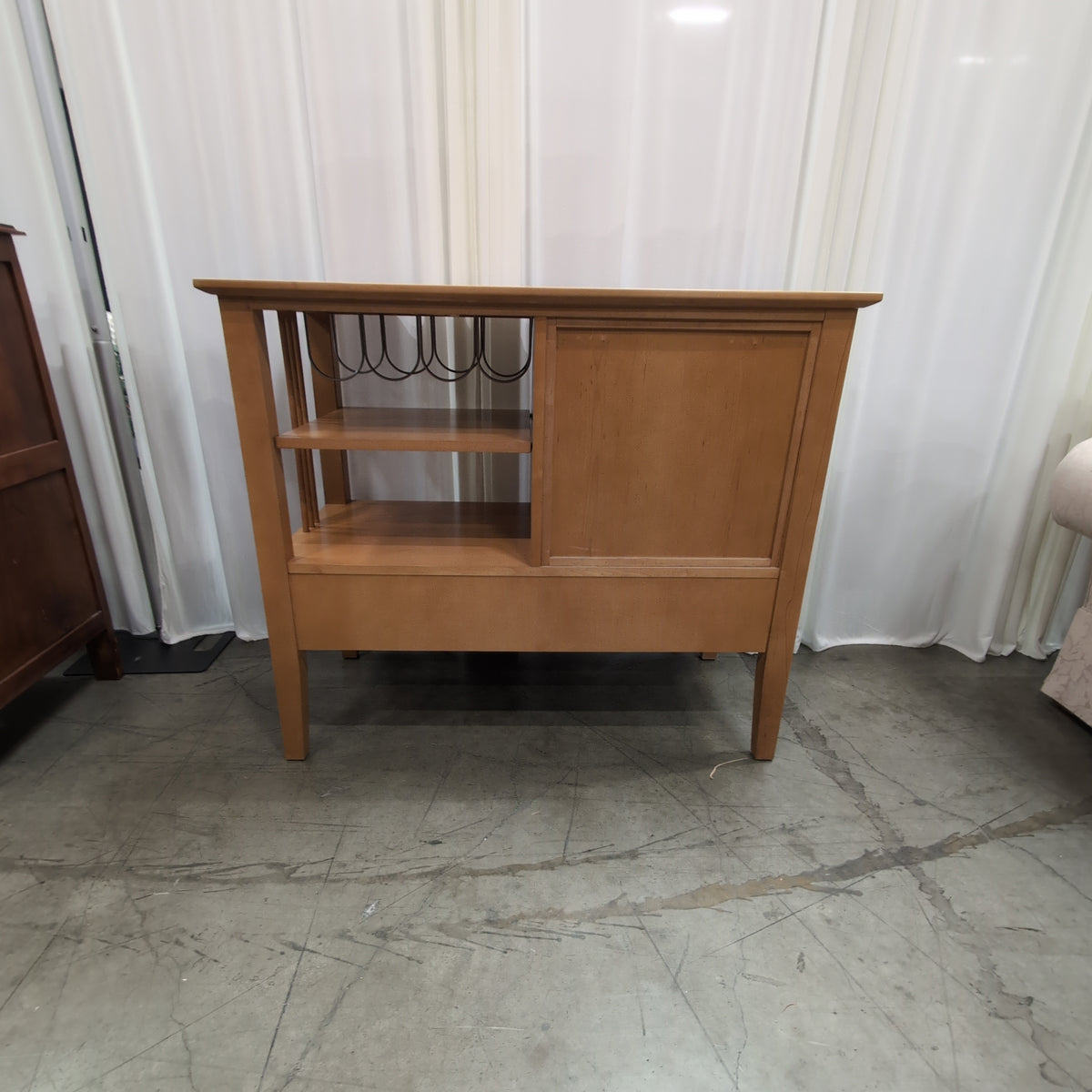 Natural Tone Wood Bar Cabinet with Wine Rack