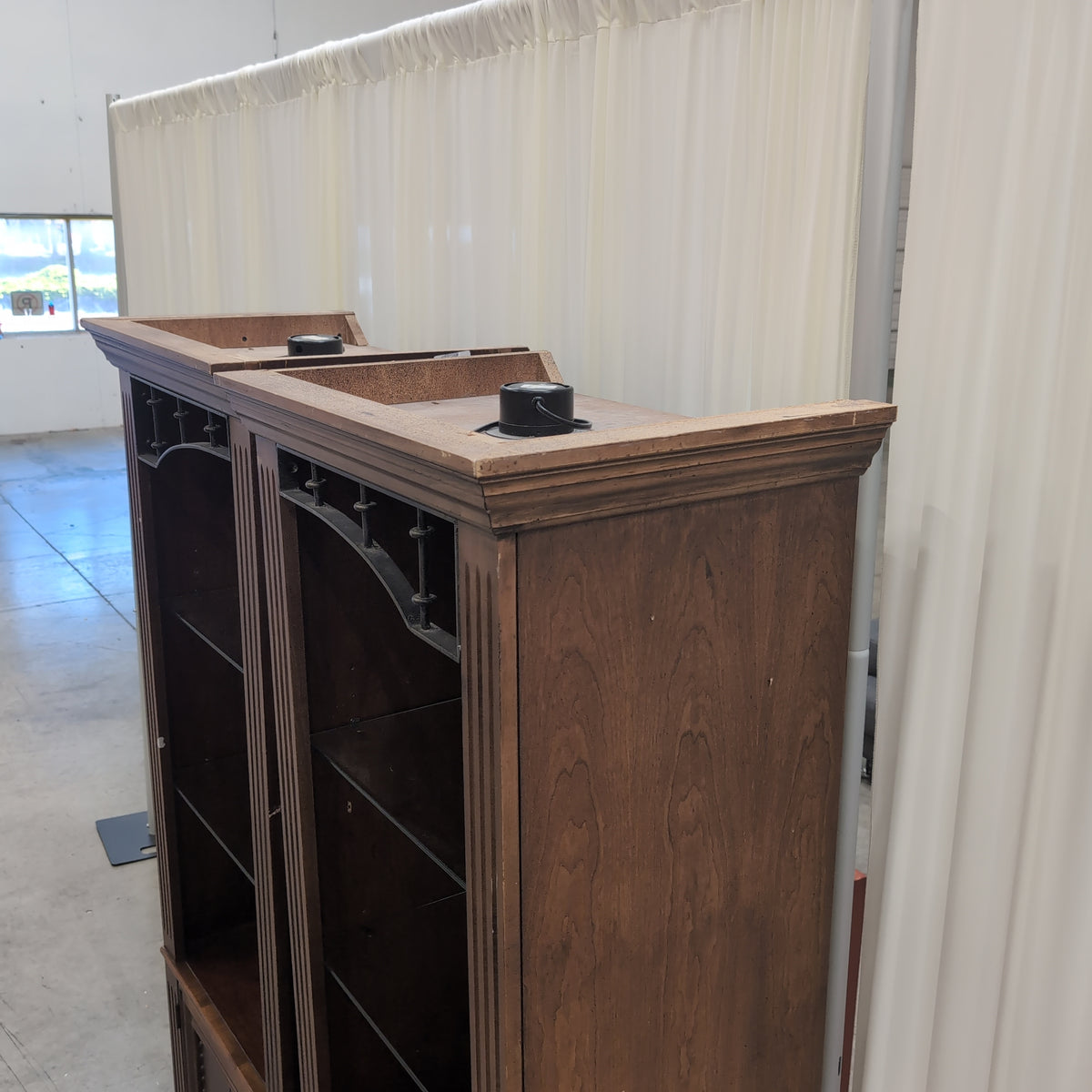 Dark Wood Traditional China Cabinet with Glass Shelves