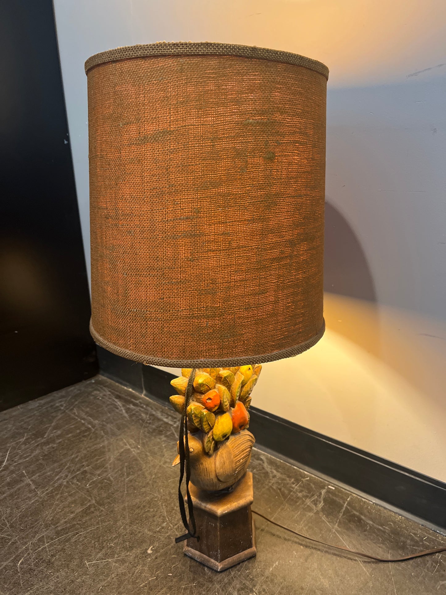 Mid-Century Modern Table Lamp with Burlap Shade