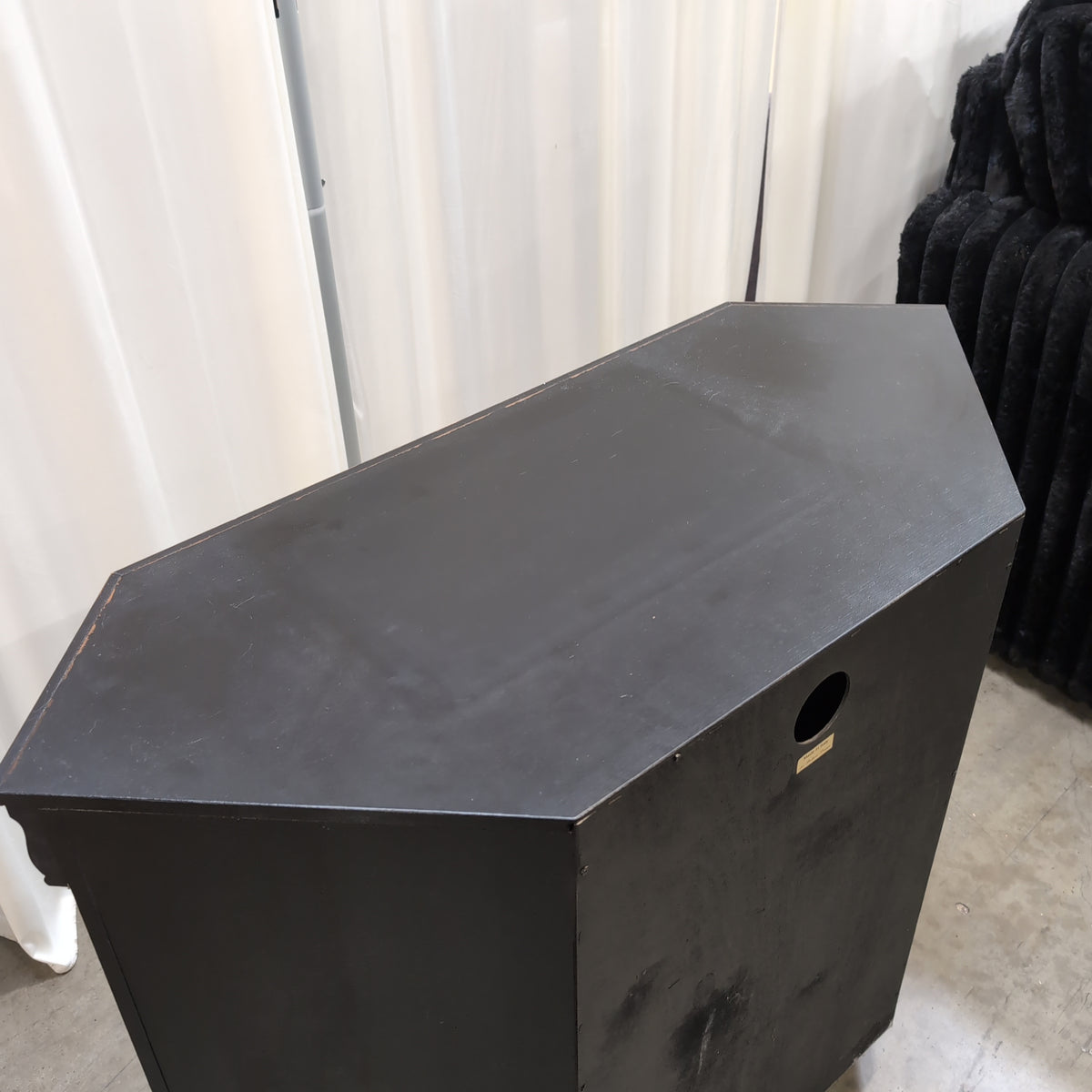 Black Corner TV Stand with Cabinet Doors