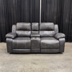 Dark Gray Faux Leather Reclining Loveseat with Console