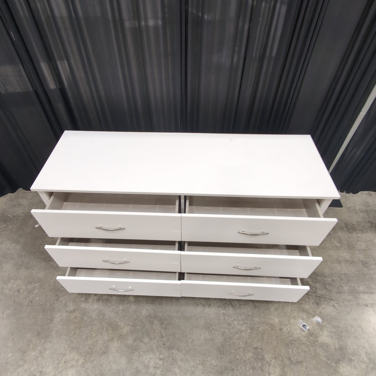 White Five-Drawer Dresser with Curved Handles