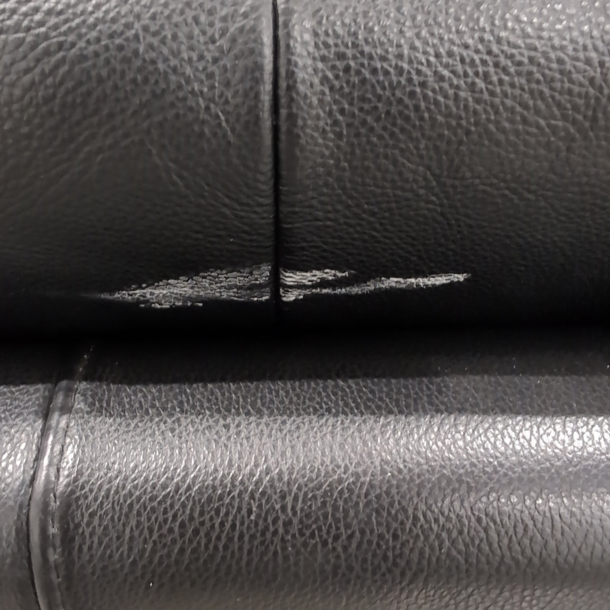 IKEA Tufted Black Leather Couch with Metal Legs