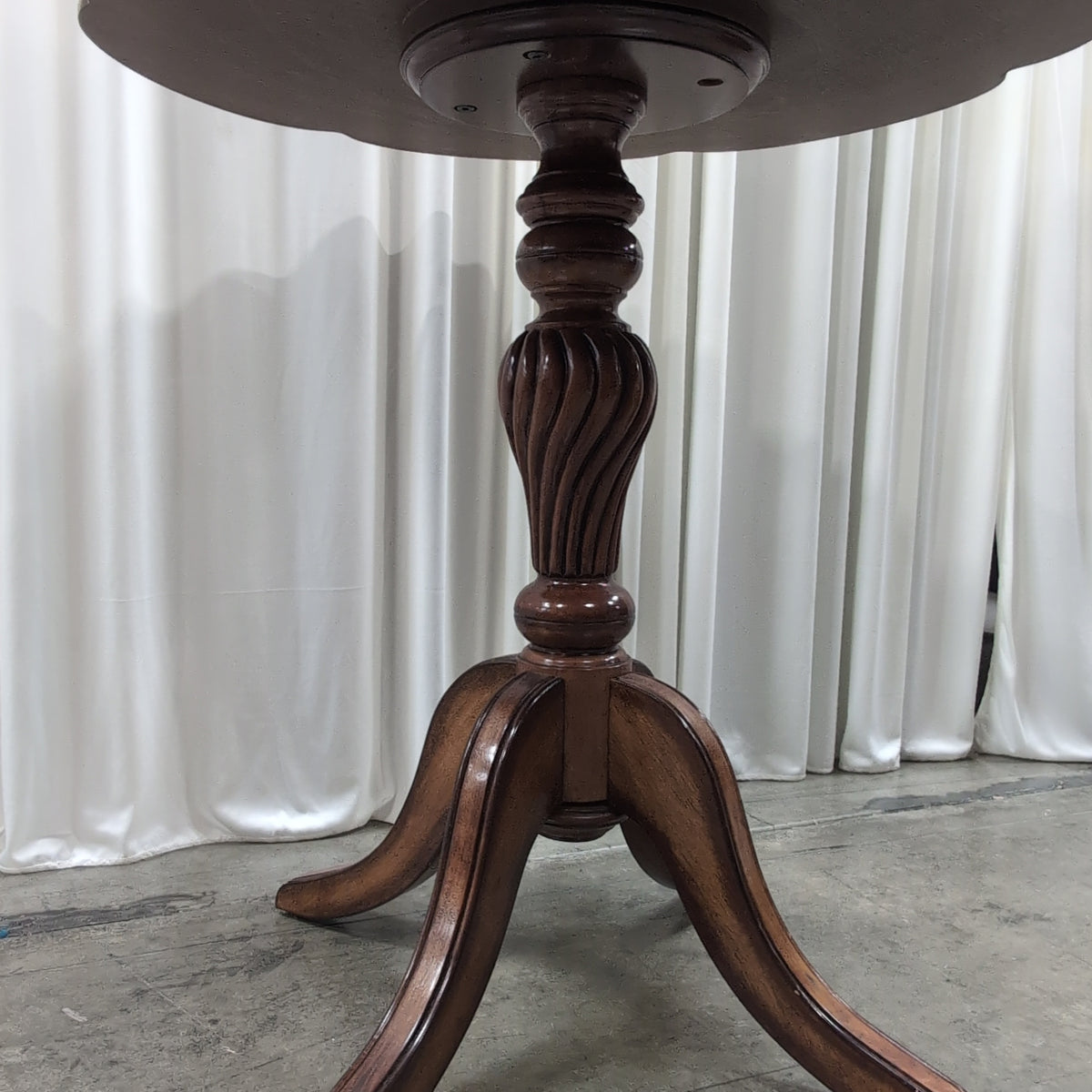 Decorative Inlaid Wood End Table with Pedestal Base