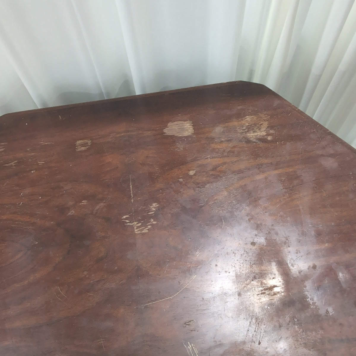 Dark Wood Hexagonal End Table with Carved Legs
