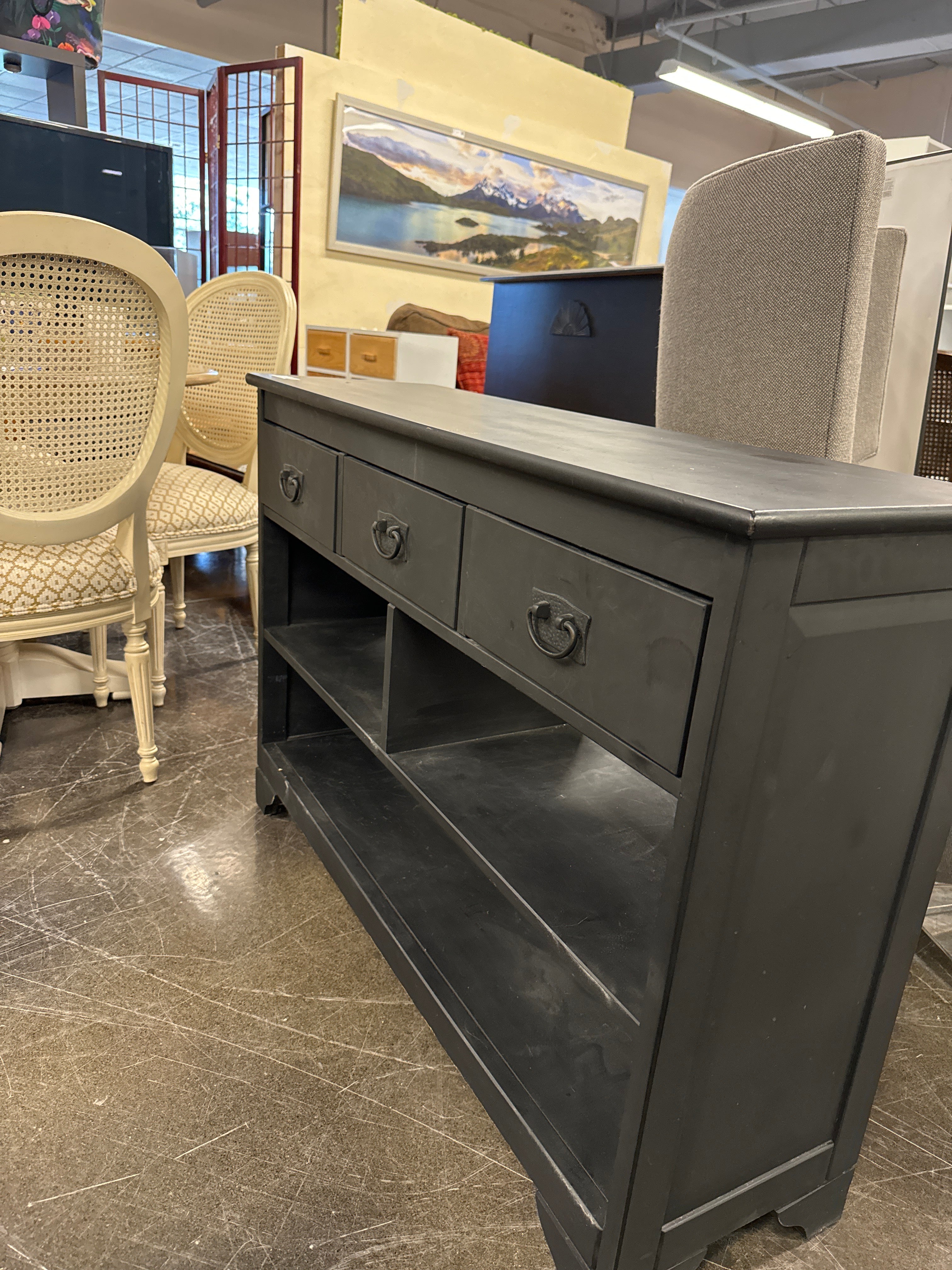 3 Drawer Black Entry Console Table
