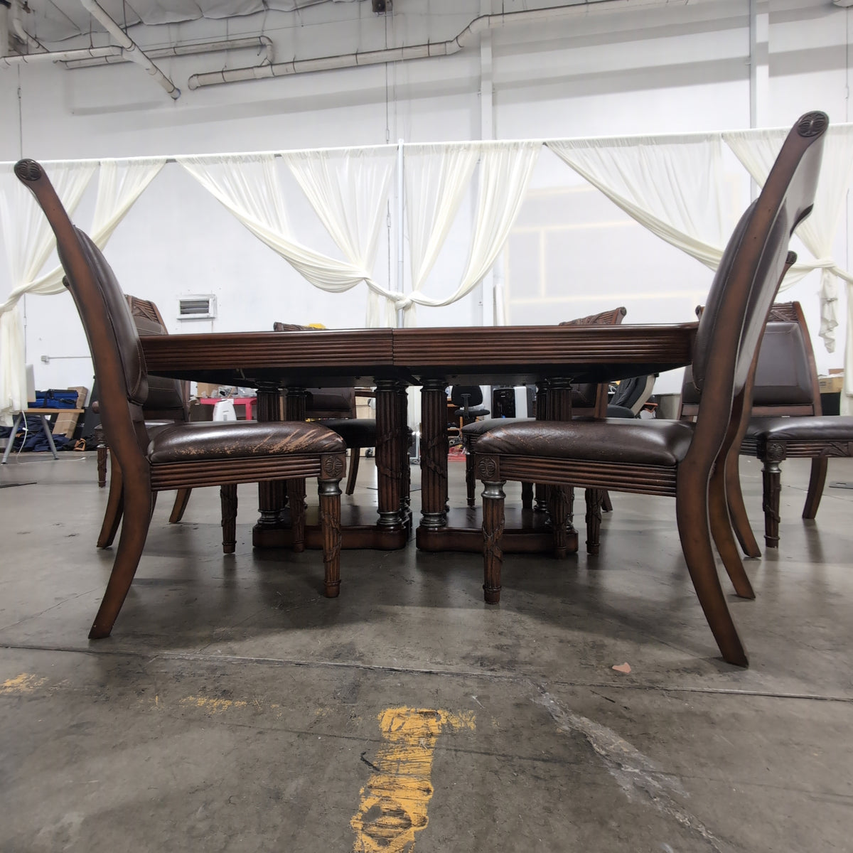 Ornate Traditional Carved Dining Table in Dark Wood