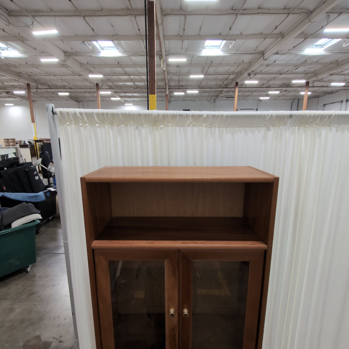 Brown Wood China Cabinet with Glass Doors