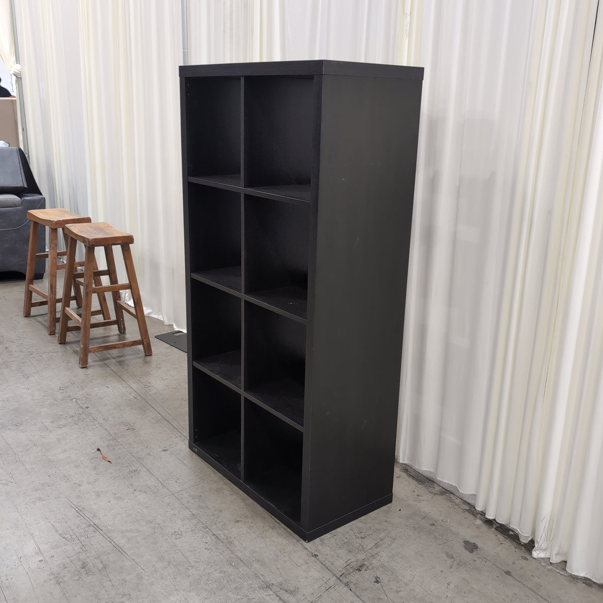 Modern Eight-Cube Storage Bookcase in Dark Gray Laminate