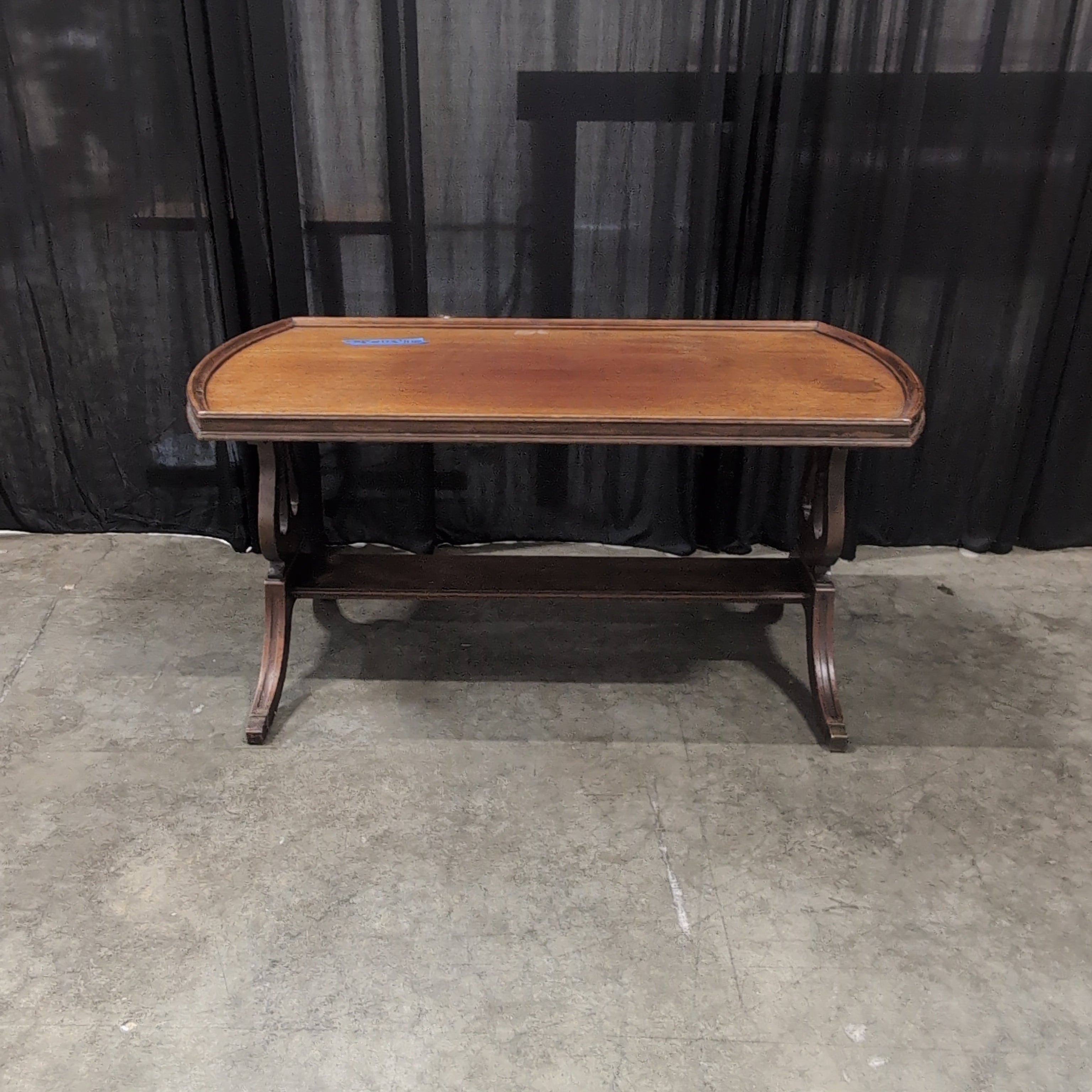 Traditional Brown Wood Console Table with Tray Top