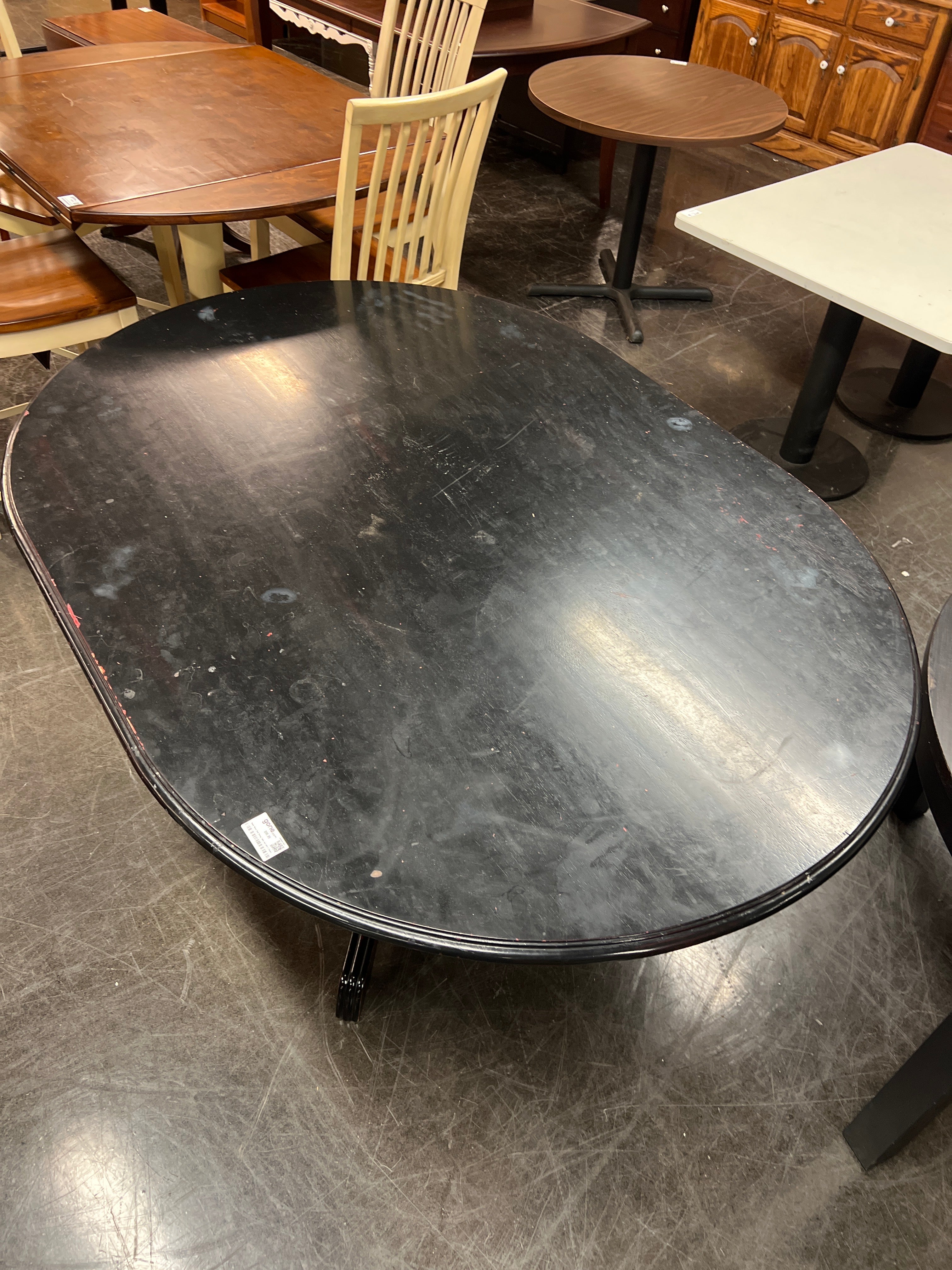 Black Wood Oval Dining Table without Chairs