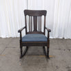 Dark Wood Traditional Rocking Chair with Blue Upholstery
