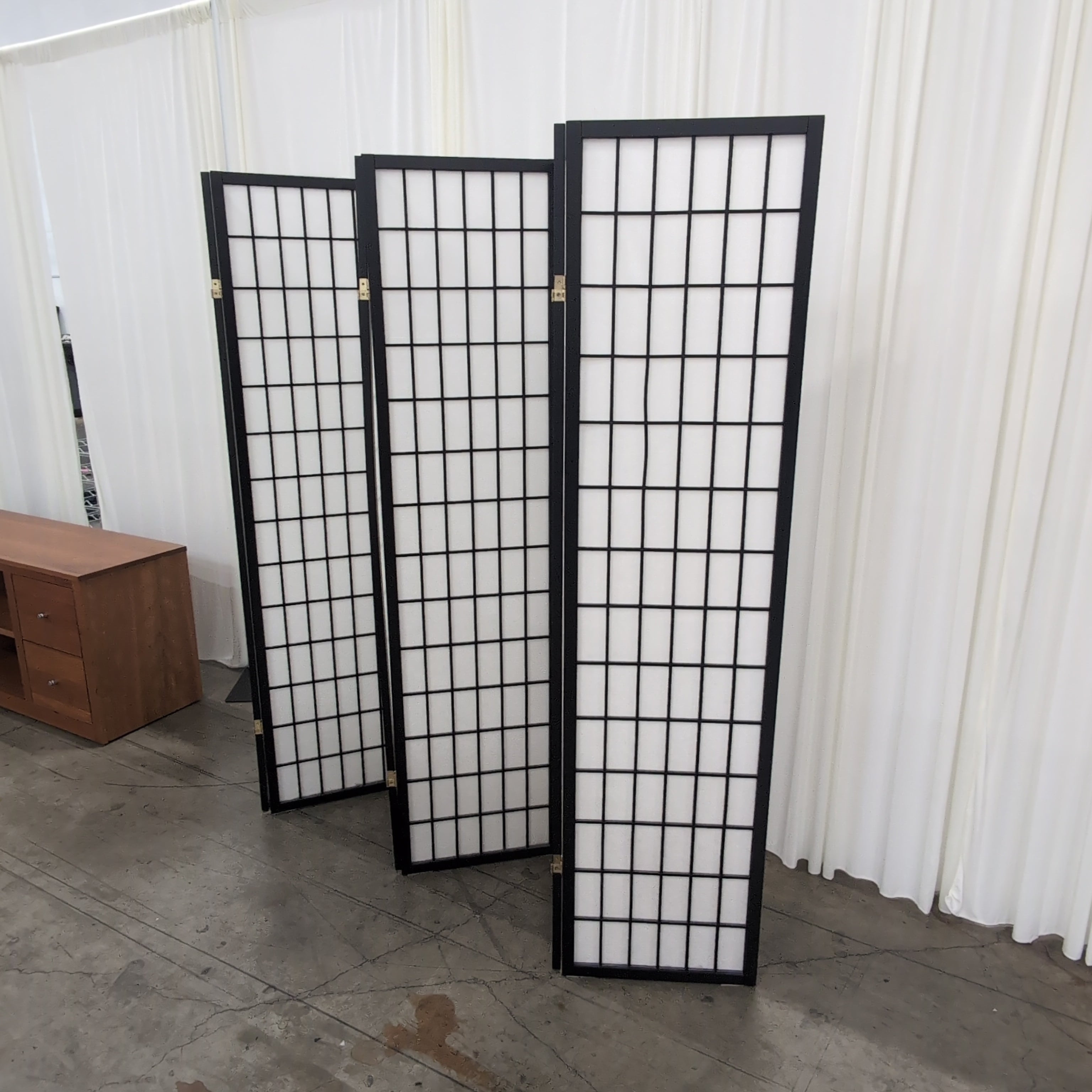 Black Frame Japanese Style Room Divider with White Panels