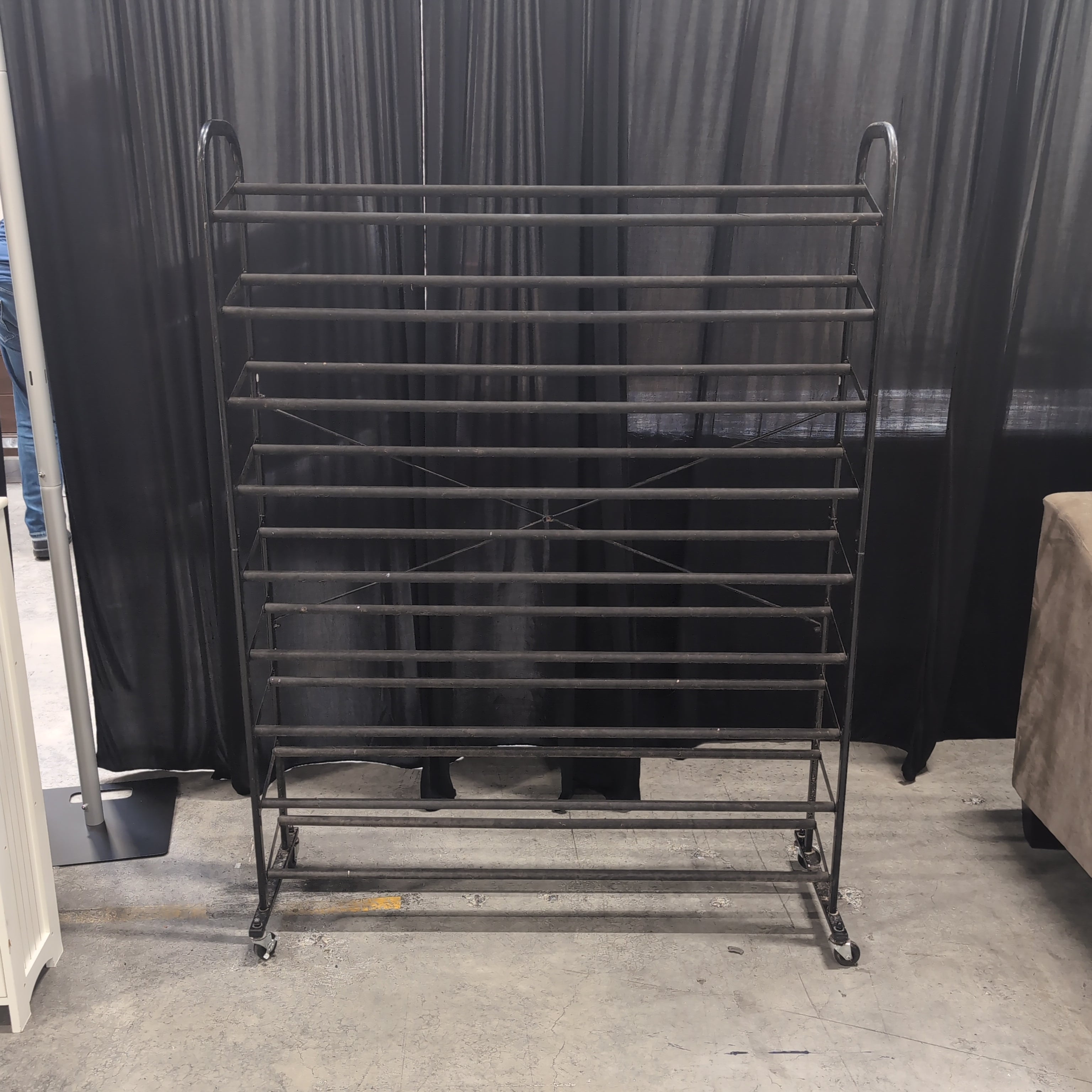Black Metal Multi-Tier Rolling Shoe Rack