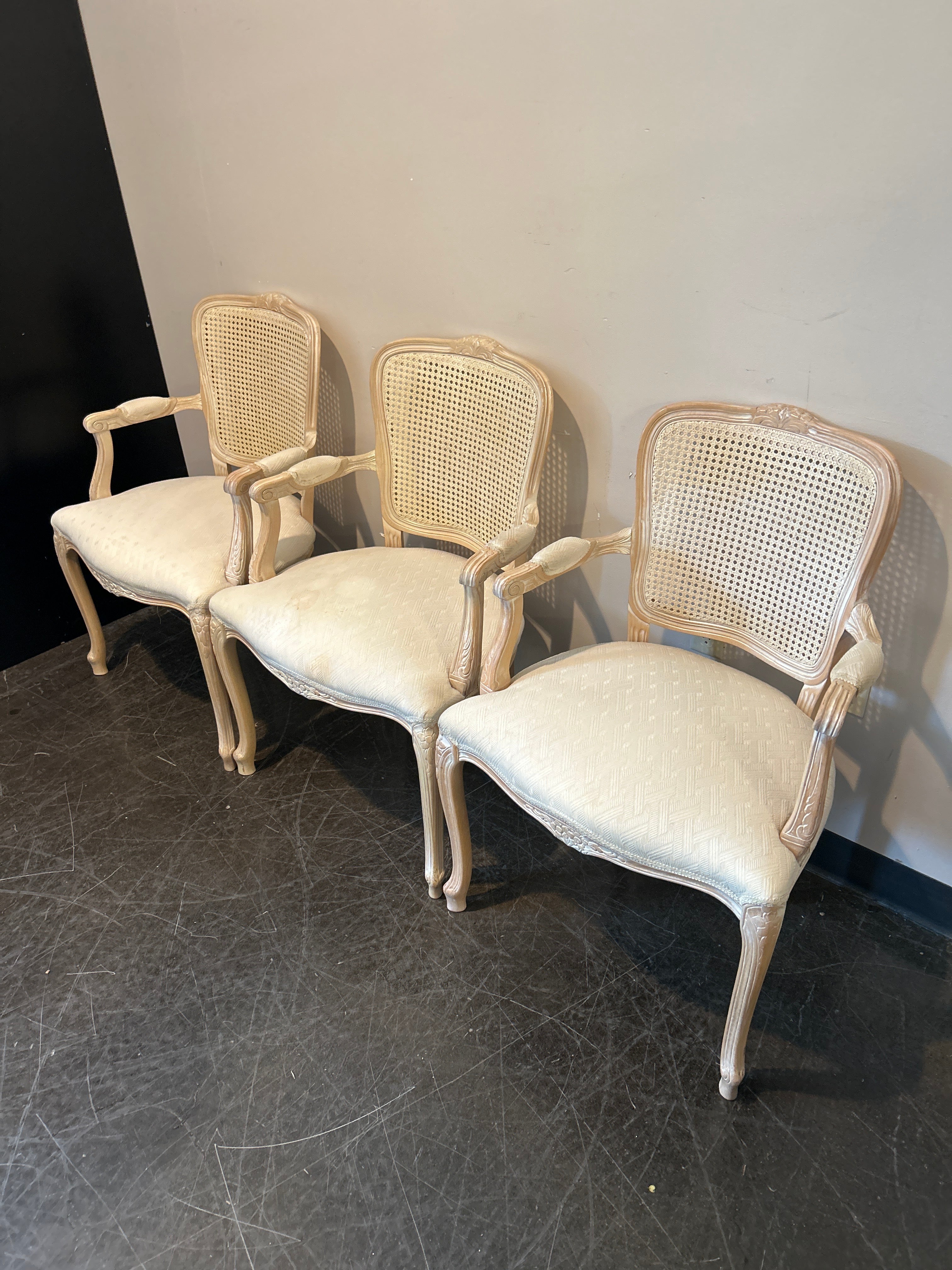 Rosalco Italian-Made French Provincial Cane Back Armchair – Cream Upholstery