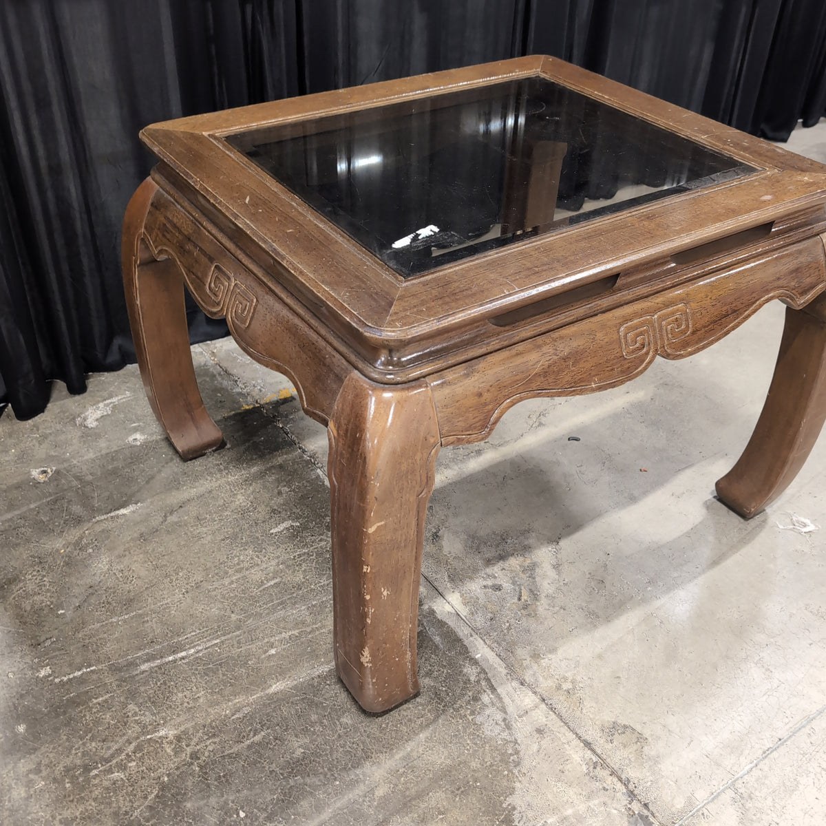 Light Wood Square Coffee Table with Glass Top