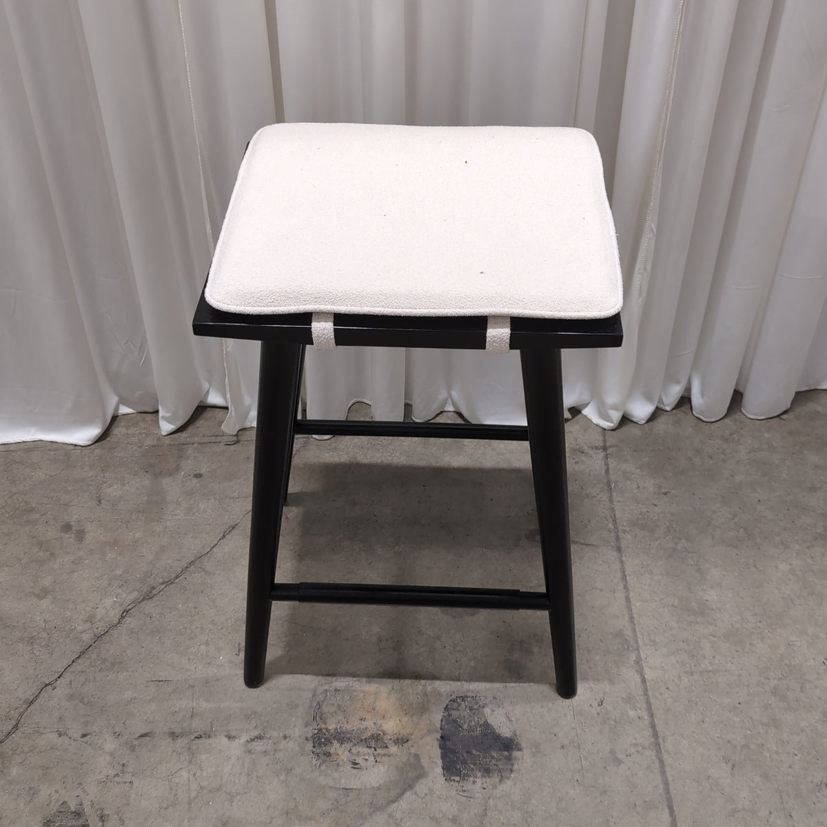 Black Frame Padded Square Seat Stool