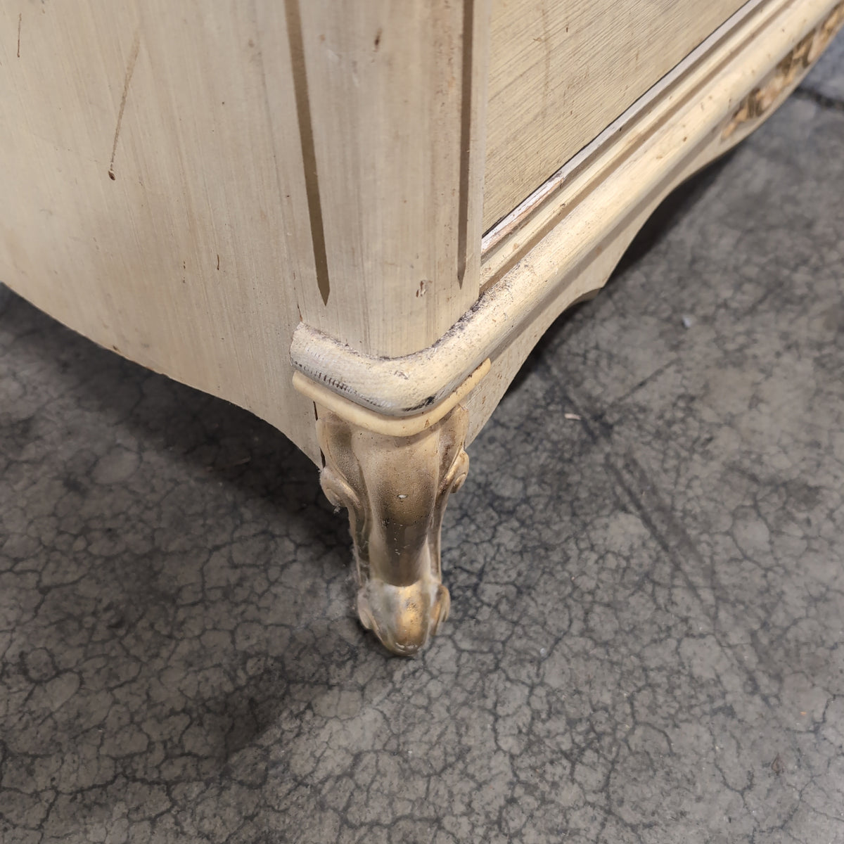 Beige French Provincial Wood Dresser with Ornate Hardware