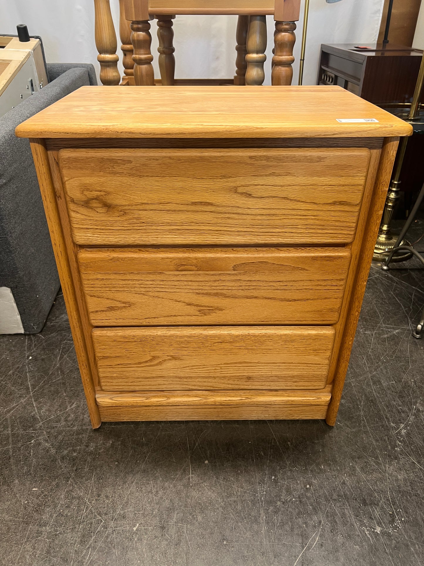 Small Oak Night Stand with Three Drawers