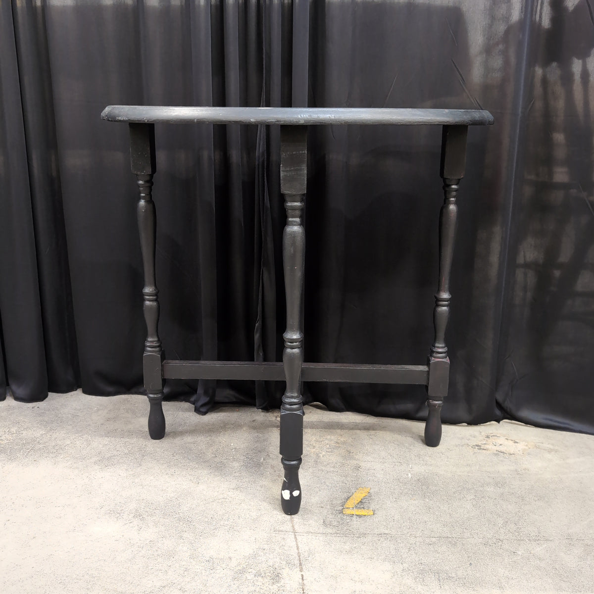 Demilune Dark Grey Console Table with Turned Legs